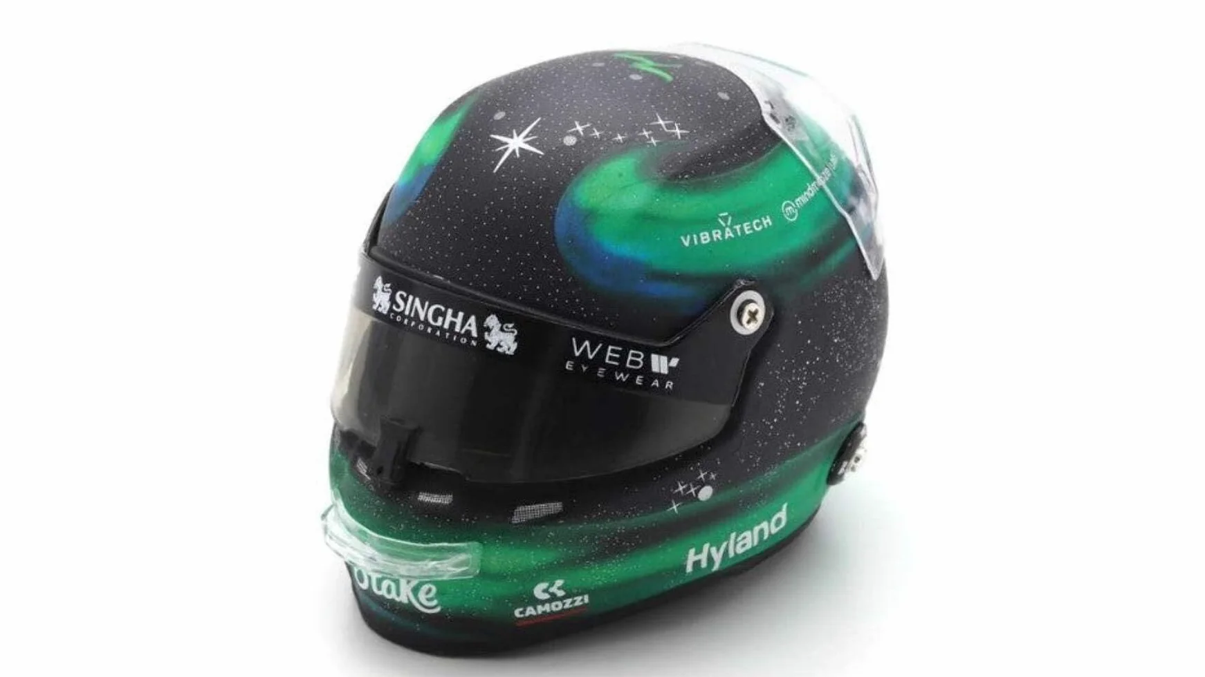 Mini kask Stilo Spark Stake F1 Team Kick Sauber Valtteri Bottas 1/5 2024 czarny zielony