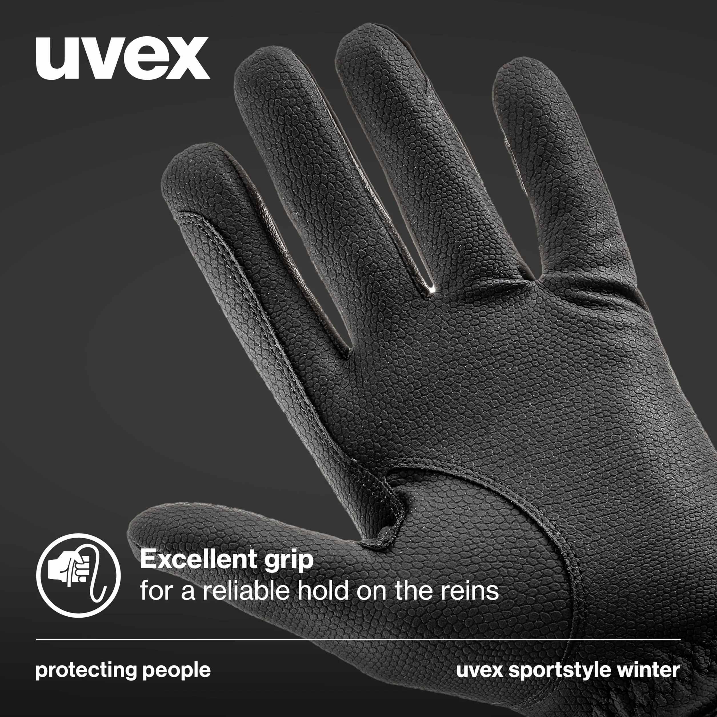 uvex sportstyle winter - rozciągliwe rękawiczki jeździeckie unisex - znakomity chwyt i trwałość - izolacja Thinsulate - black - 9.5