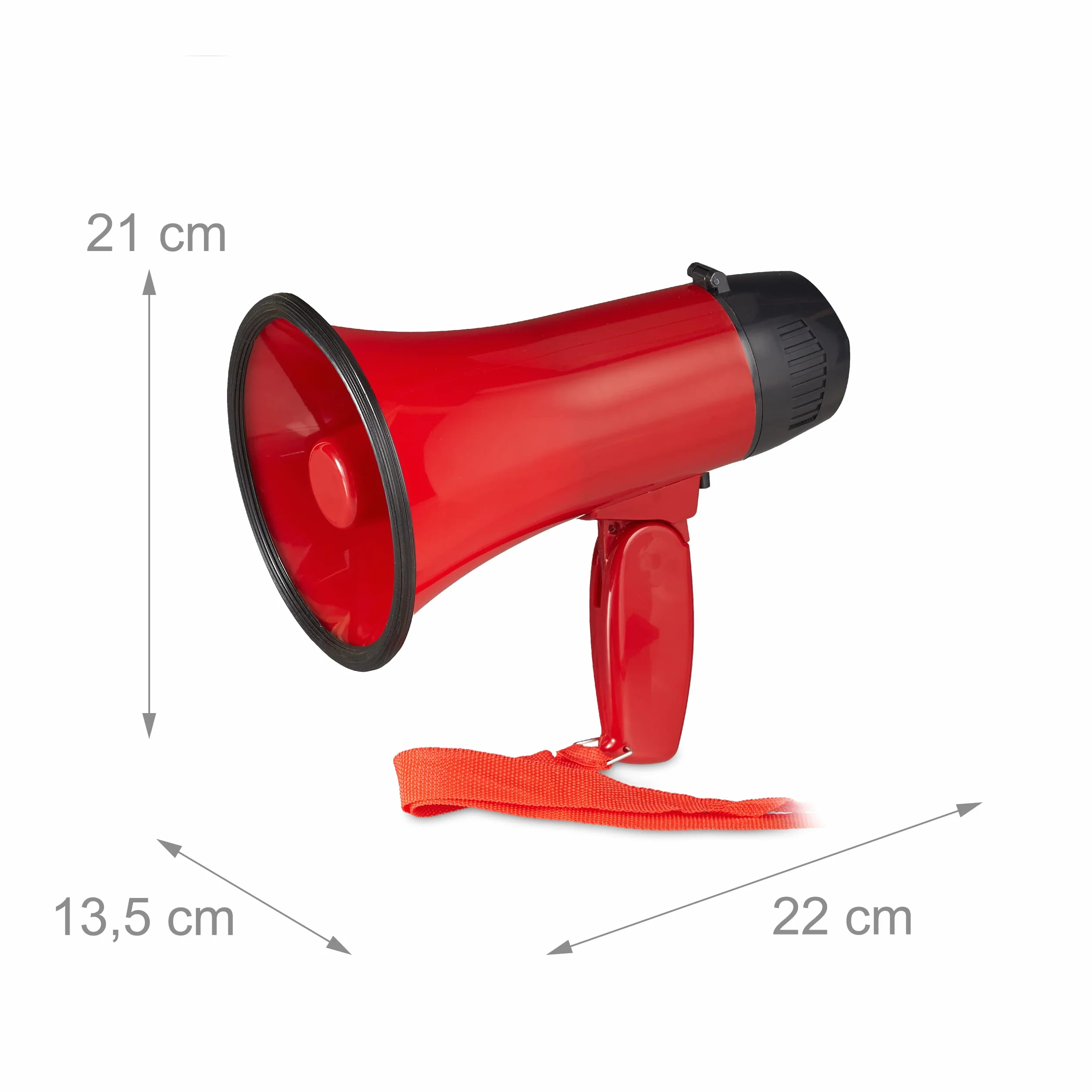 Relaxdays 2 x Megafon Stadion, megafon z Ole Sound, Bullhorn ze składanym uchwytem i pętelką, tworzywo sztuczne, 10 W, czerwony