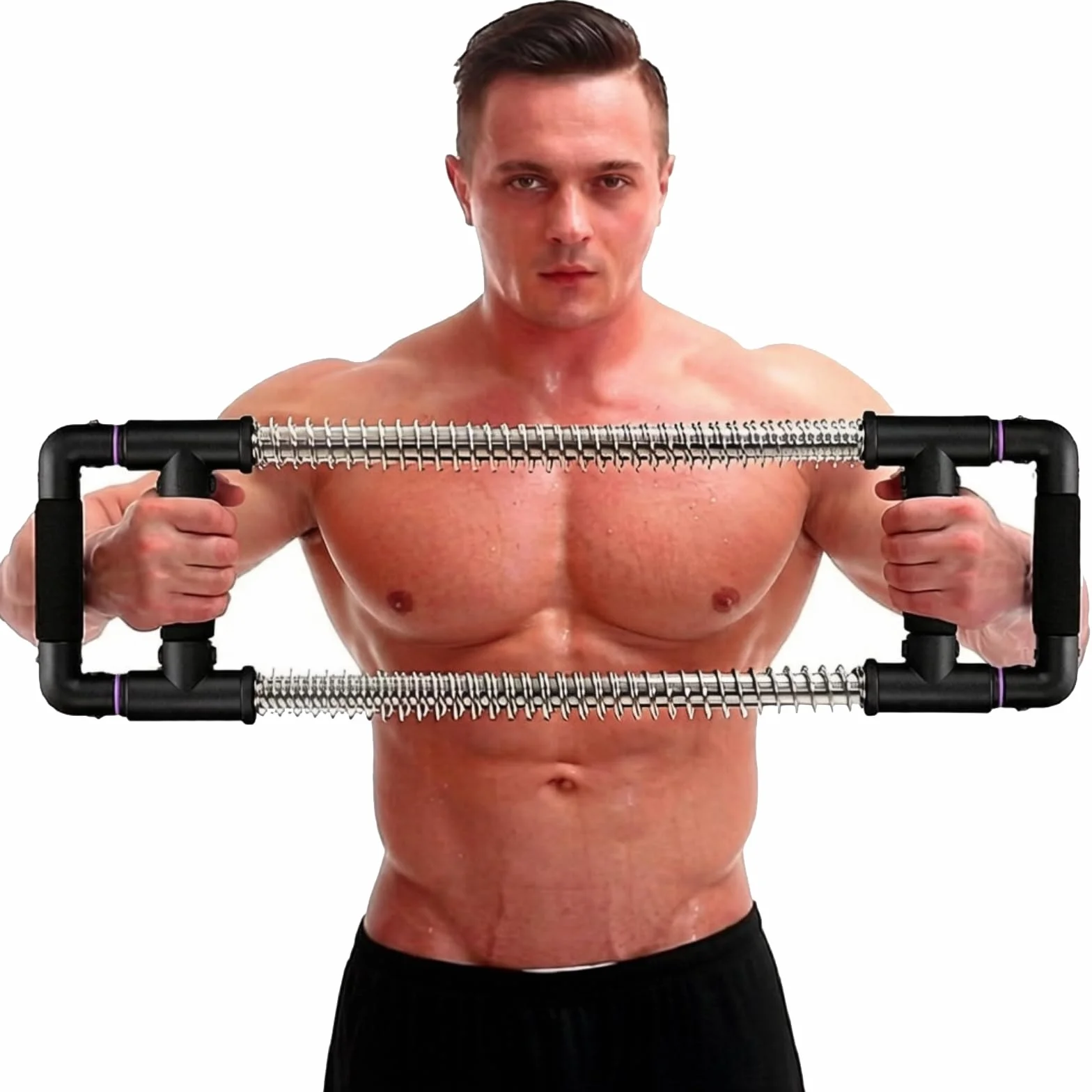 GoFitness Push Down Bar Machine - Ekspander klatki piersiowej, przenośny zestaw do ćwiczeń oporowych
