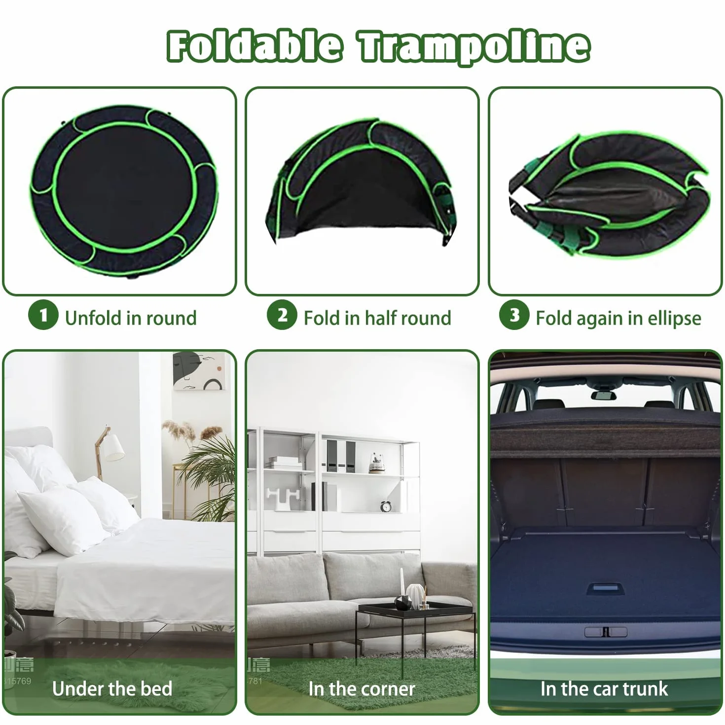 Trampolina dla dzieci, sk?adana mini trampolina dla dzieci w wieku od 3 do 6 lat, ze zdejmowanym uchwytem i bezpieczn? wy?ció?k?, ud?wig do 60 kg, trampolina ogrodowa, trampolina do u?ytku wewn?trz i