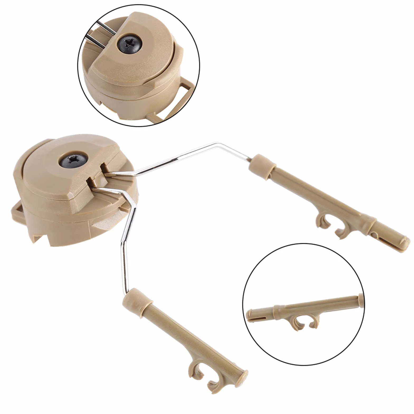 Adapter do kasku – 2 szt. plastikowy + stalowy kask szyna łukowa podwieszenie zestaw słuchawkowy do Peltor Comtac (kolor: Opaleniony)