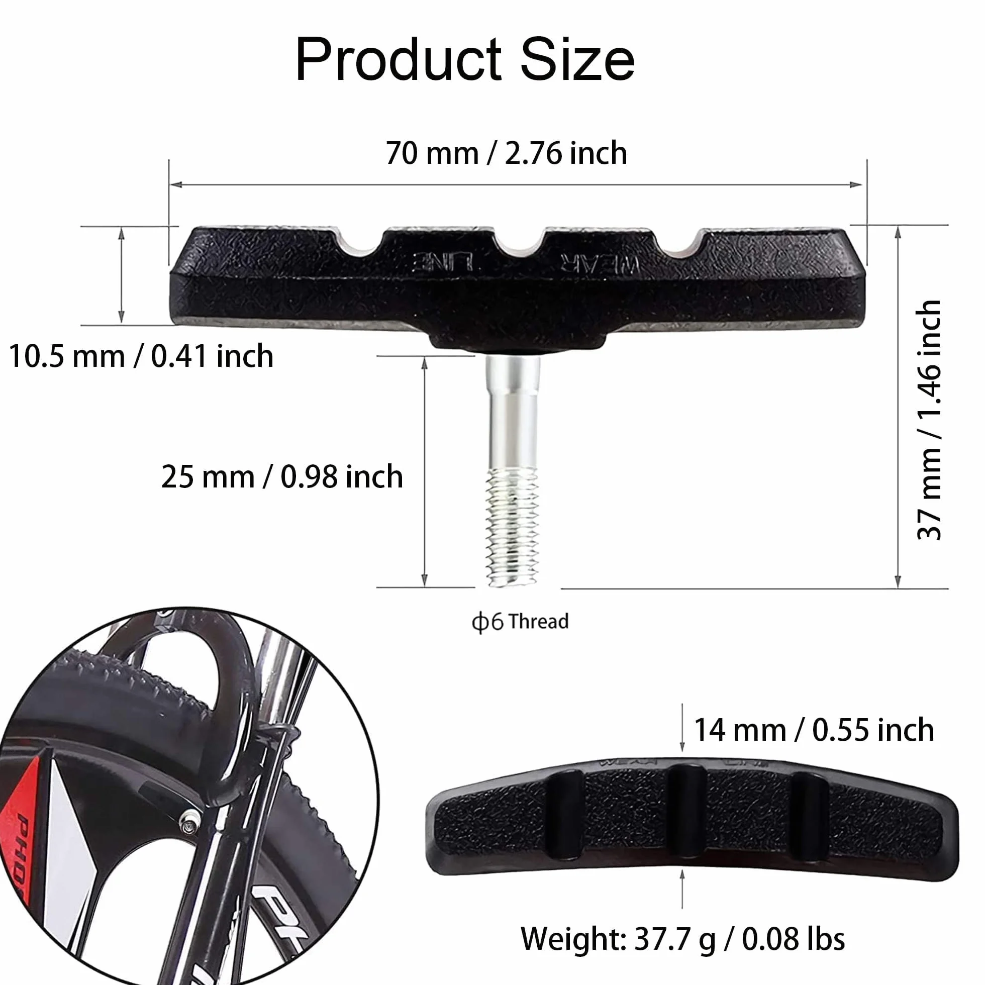 Klocki hamulcowe Oture 70 mm gumowe ciche V-Brake do Shimano Tektro rowerów