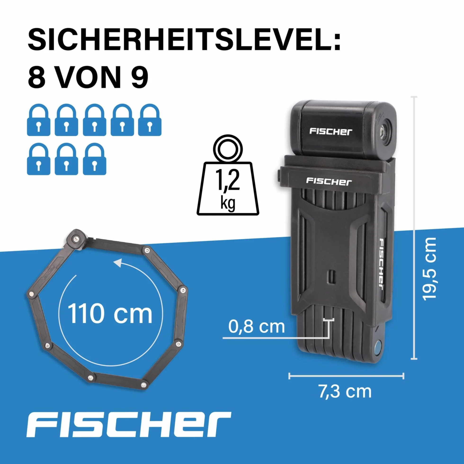 Fischer składane zapięcie z uchwytem i kluczami bezpieczeństwa