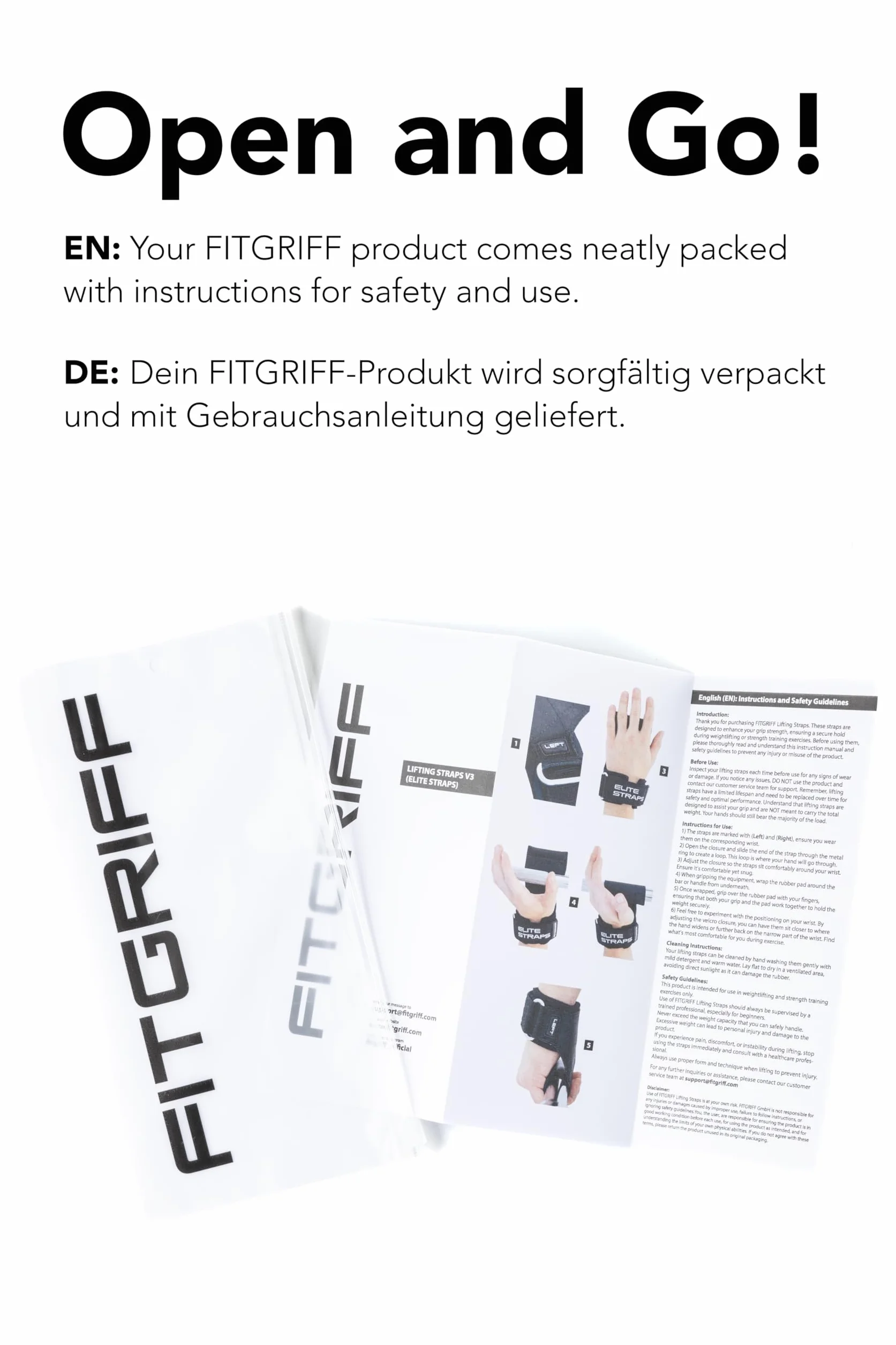 Fitgriff® Elite Straps 2.0 paski do podnoszenia ciężarów gumową podkładką trening siłowy