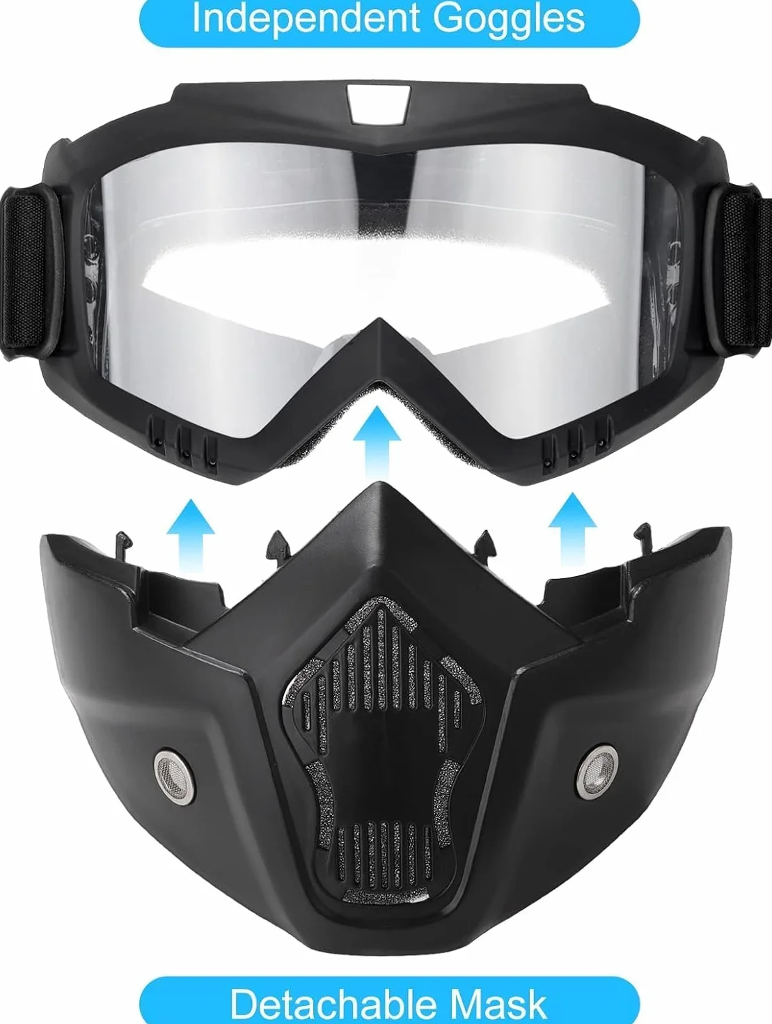 Maska do paintballa, ochrona przed zaparowaniem, CS Airsoft, strzelanie na Halloween, Cosplay, do jazdy na rowerze, ATV, regulowana, wiatroszczelna, odporna na zaparowanie, maska na twarz na zewnątrz