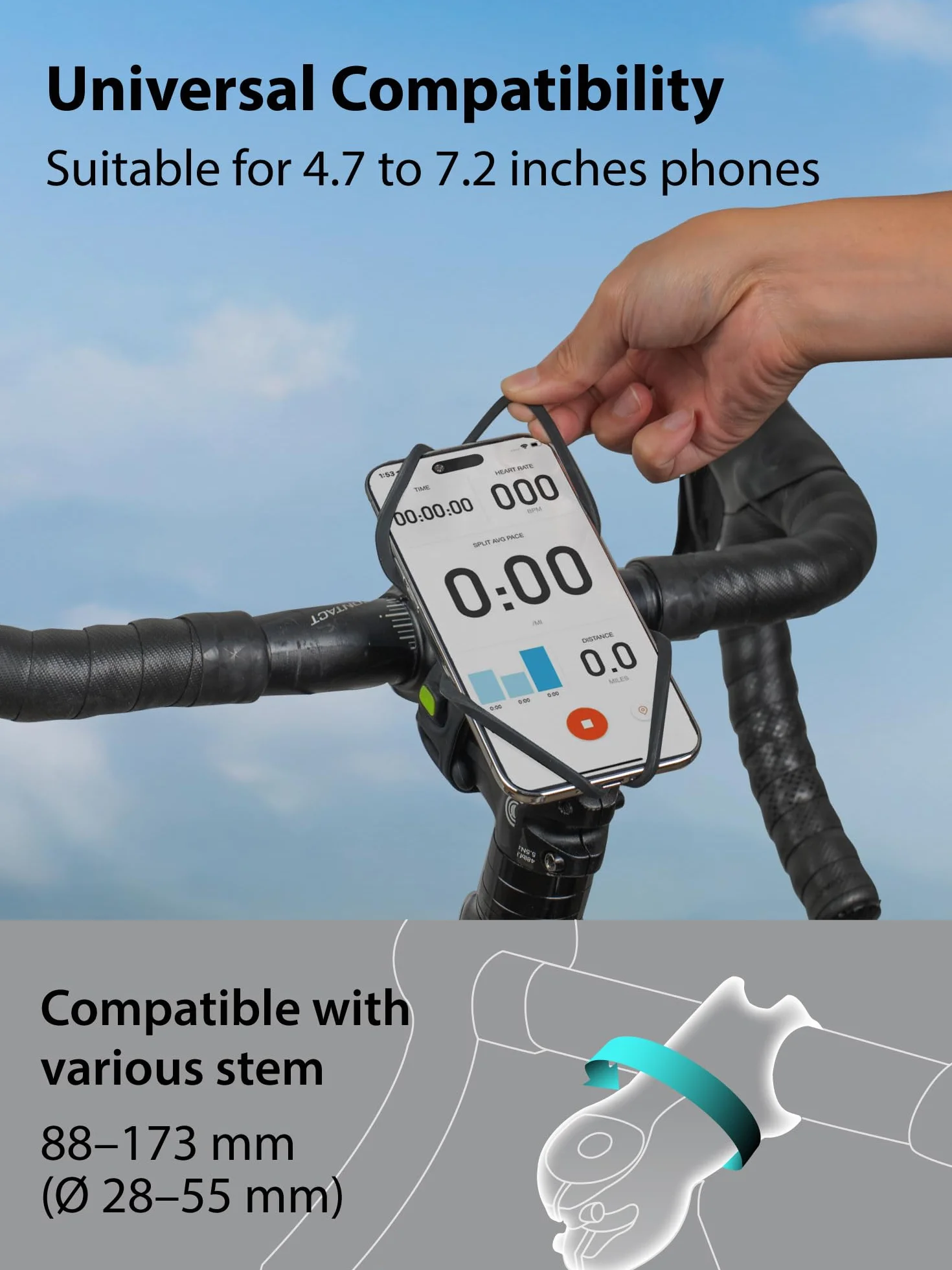 Bone Bike Tie 6 Pro, uchwyt rowerowy na telefon, silikonowy odporny na zarysowania ze stabilnym podwójnym paskiem i kompaktową konstrukcją do schowania, uchwyt na smartfon szosowy kompatybilny z