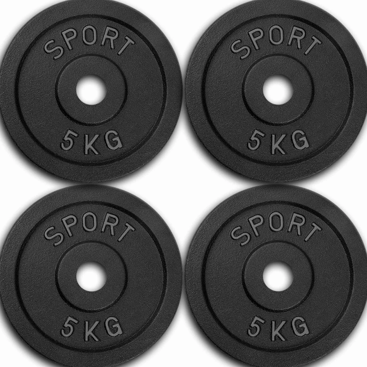 AtHaus Krążki do sztangi 4 x 5 kg zestaw żeliwne hantle ciężarki 30/31 mm