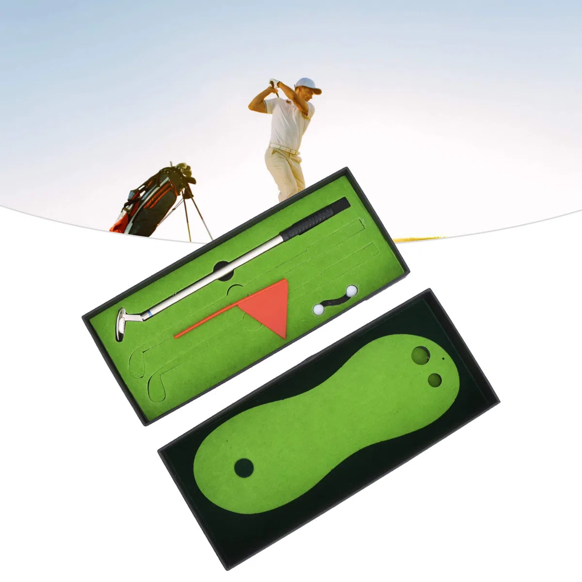Mini kluby golfowe zestaw kijów, mały zestaw do ćwiczeń golfowych, mini biuro gry na biurko do gry w golfa długopis do gry w golfa putting mata do nowość dekoracja golfa prezent prezent