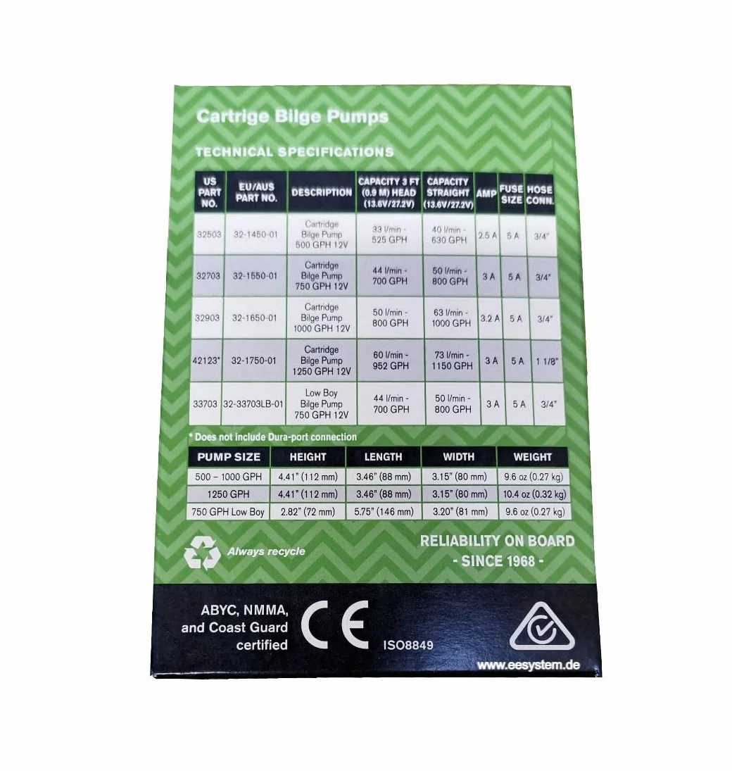 SPX FLOW pompa spalinowa 500 GPH 12 V Johnson 40 l/min Cartridge
