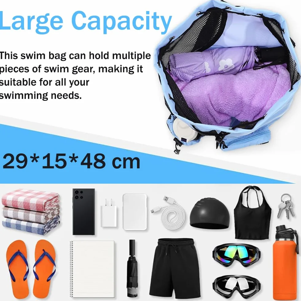 YGCHEN Siatkowa torba do pływania, wielofunkcyjny plecak sportowy, oddychający worek basenowy, idealny na basen, plażę, siłownię (mężczyźni, kobiety)