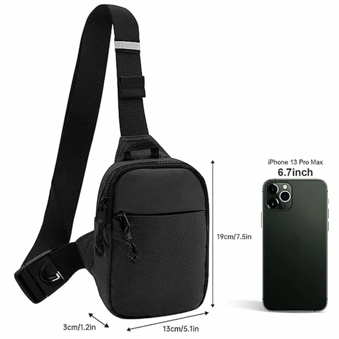 Męska torba na klatkę piersiową wodoszczelna sling crossbody bag czarna