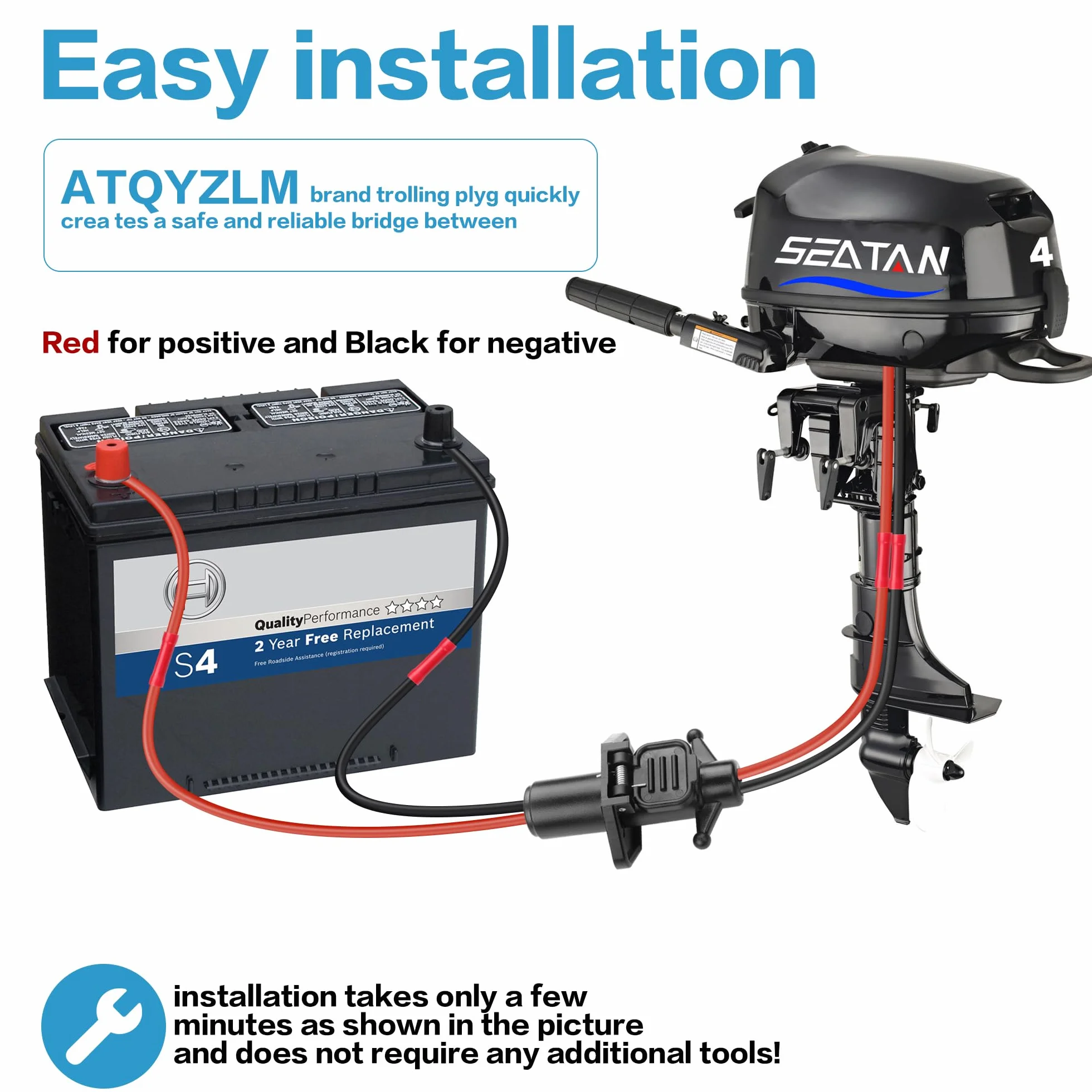 YACSEJAO 8AWG 12 V-24 V Trolling Motor Wtyczka i gniazdo Kit Marine-Grade Power Connector z wężem termokurczliwym do łodzi basowych, kajaków, silników trollingowych