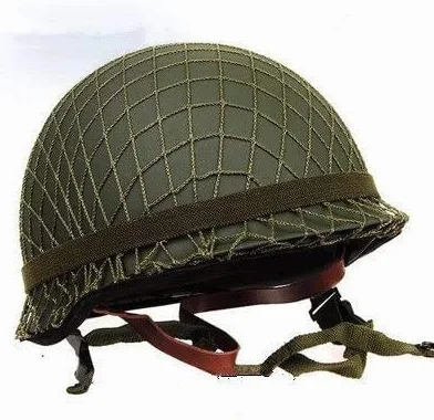 Amerykański kask M1 stalowy hełm zielony II wojna światowa imitacja z siatką