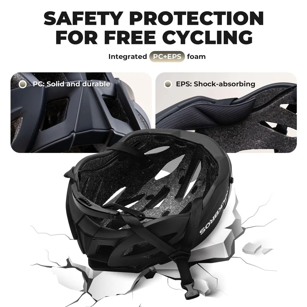 ROCKBROS Kask Rowerowy Dla Dorosłych z Magnetycznie Odpinanym Daszkiem, Kask MTB Oddychający Kask Rowerowy Szosowy z Regulacją Dla Kobiet i Mężczyzn, 58-62 cm