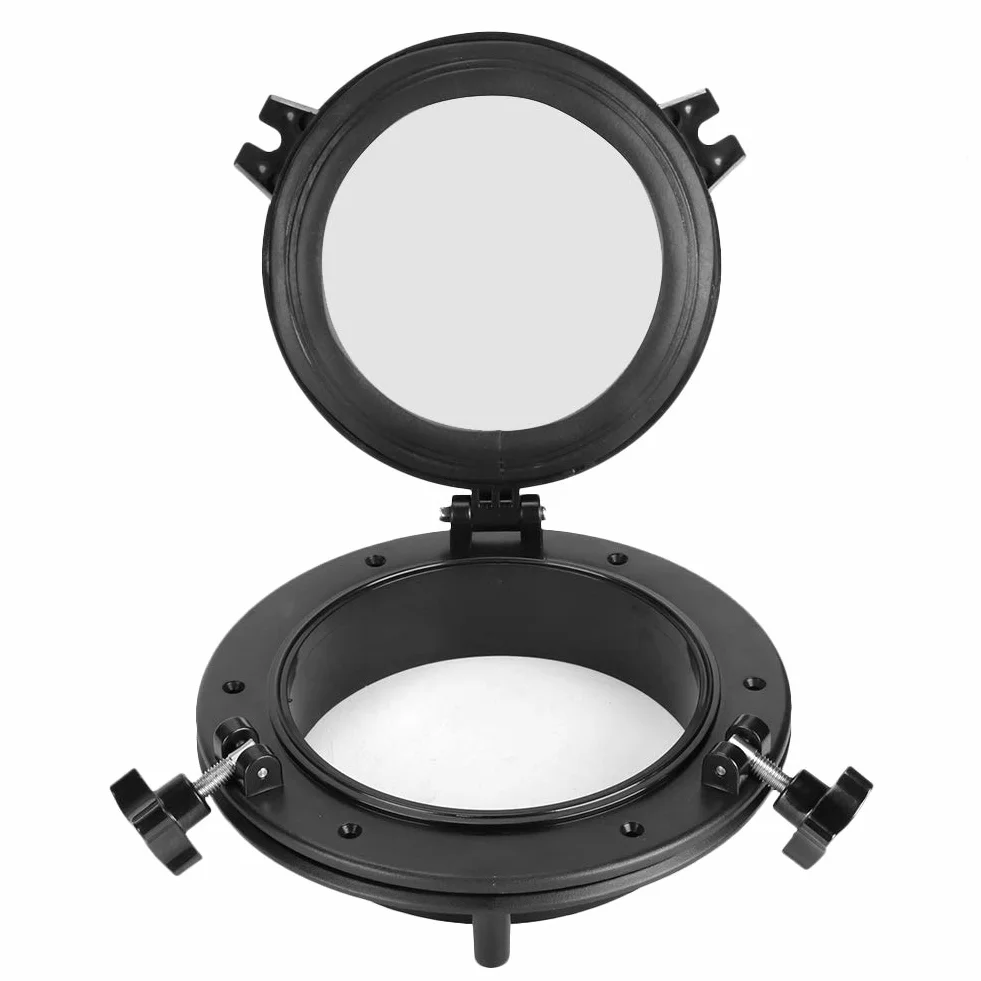 Akozon Bulaj do łodzi 8 w jachtu, okrągłe otwarcie, do jachtu, do łodzi, bulaju, ze szkła hartowanego, 265 mm, biały, do przyczepy kempingowej, łodzi, jachtu, do okien łodzi, bulajów, szkła hartowanego