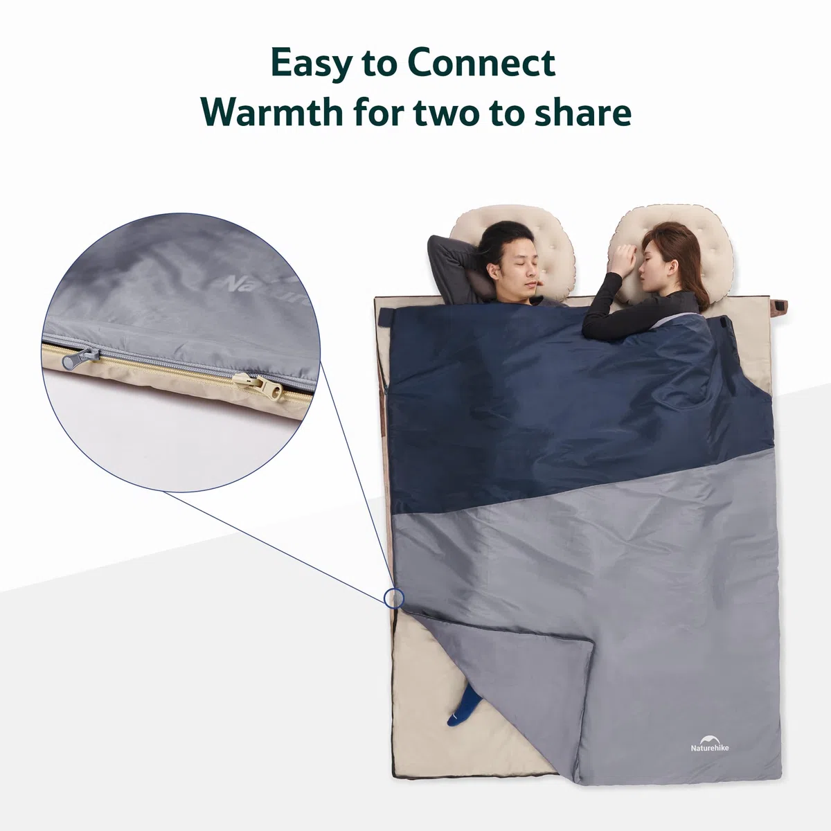 Naturehike Plain 01 Ultralekki wodoodporny letni śpiwór w stylu koca dla dorosłych i dzieci, wzór z kolorowymi blokami (ciemnoniebieski/jasnoniebieski, XL)