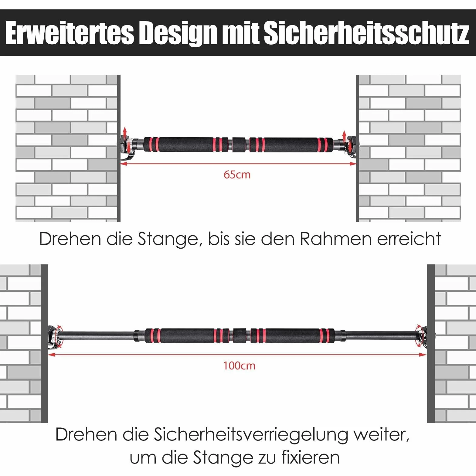 COSTWAY Drążek do podciągania do futryny drzwi 120 kg 65-100 cm regulowany
