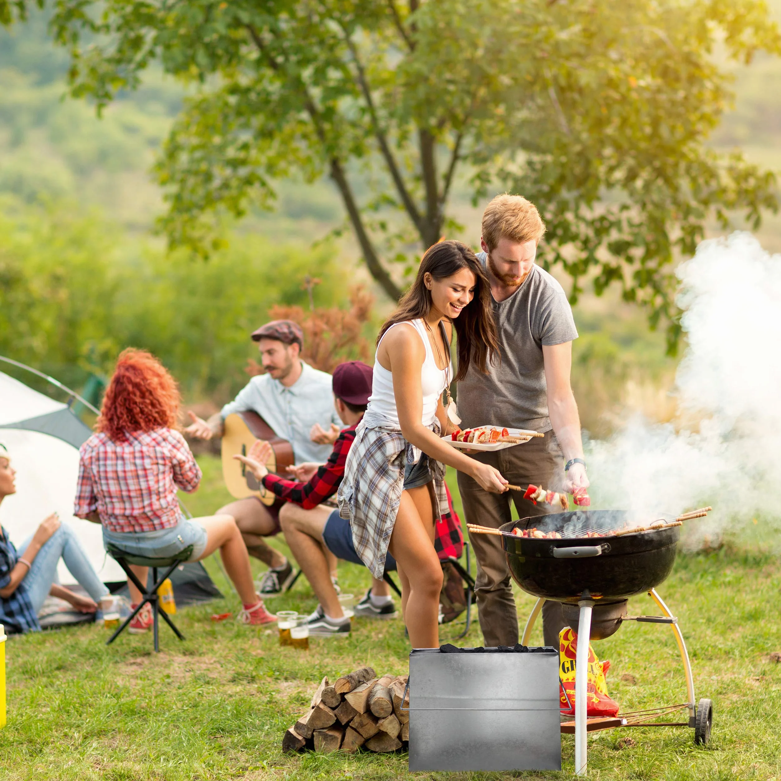Relaxdays Pojemnik na popiół 15 l stal ocynkowana z pokrywką kwadratowy