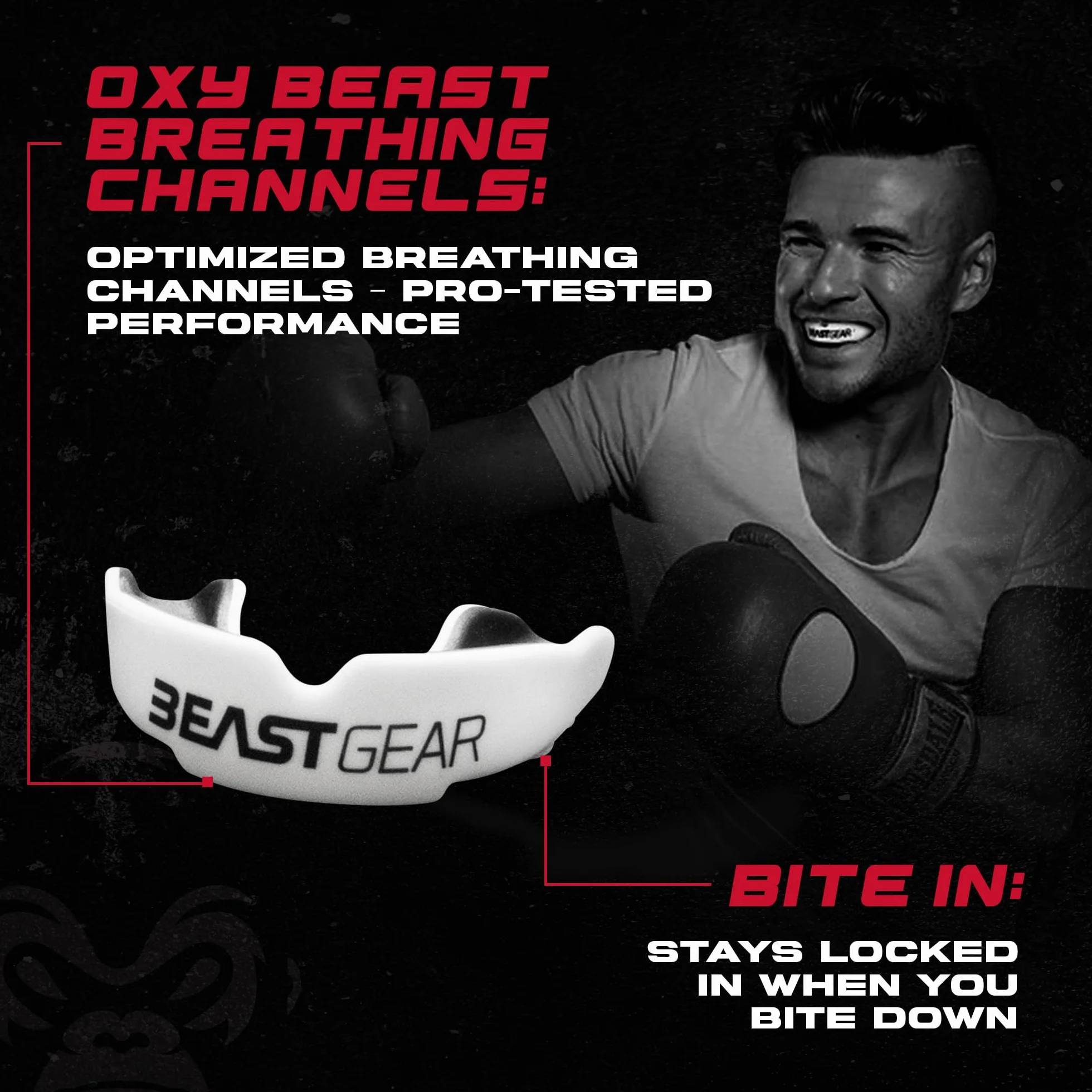 Beast Gear Ochraniacz na zęby formowalny z etui do sportów kontaktowych biały