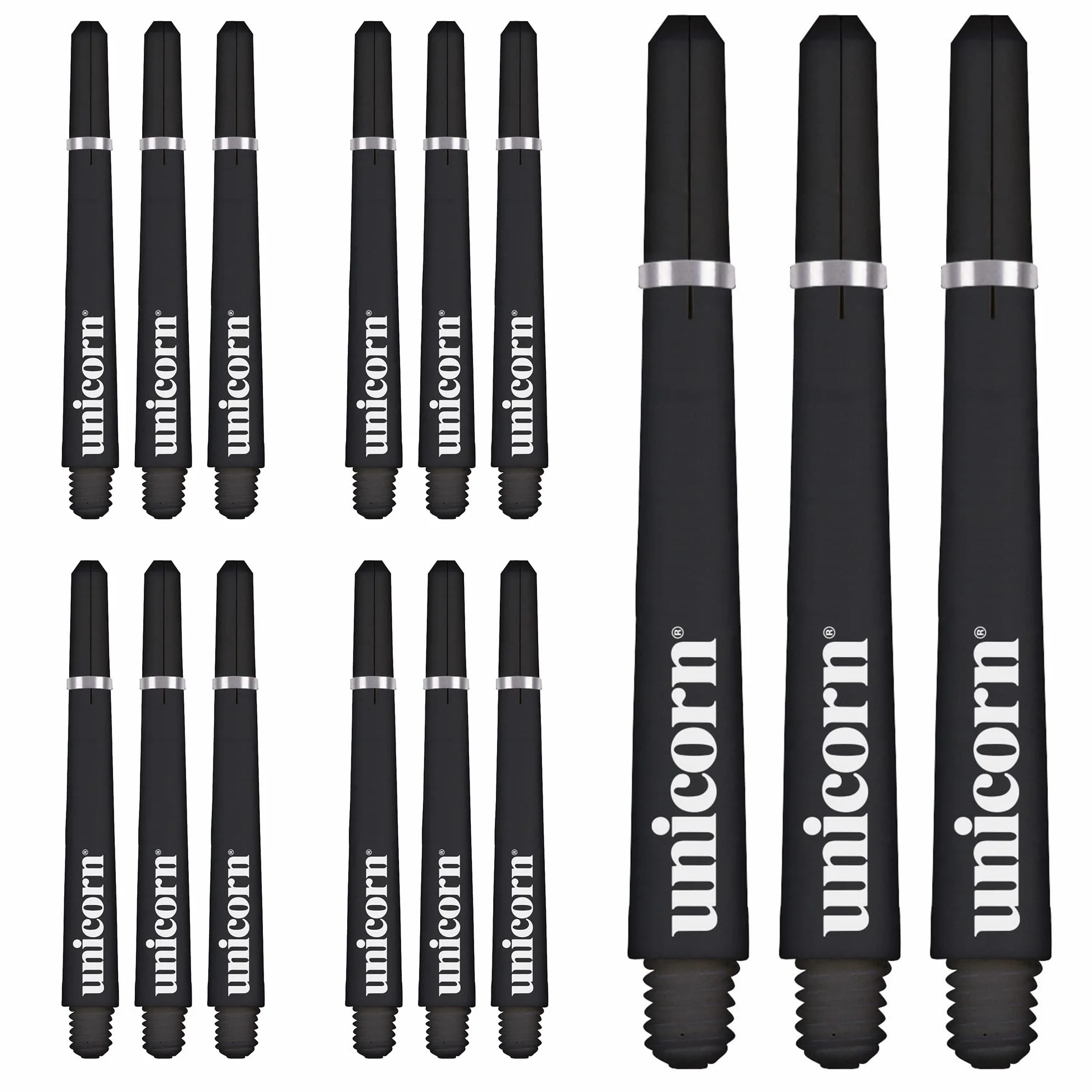 Unicorn Trzonki do rzutek | Chwytak 4 Value Pack | Trwały poliwęglan | 15 łodyg | Czarny | Średni 41 mm