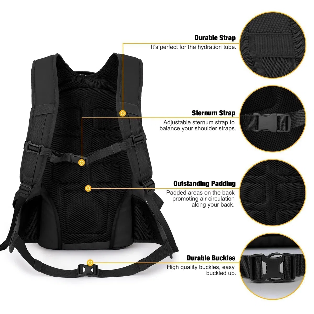 Mardingtop Unisex Plecak Turystyczny Trekkingowy dla Dorosłych, Czarny, 35 l