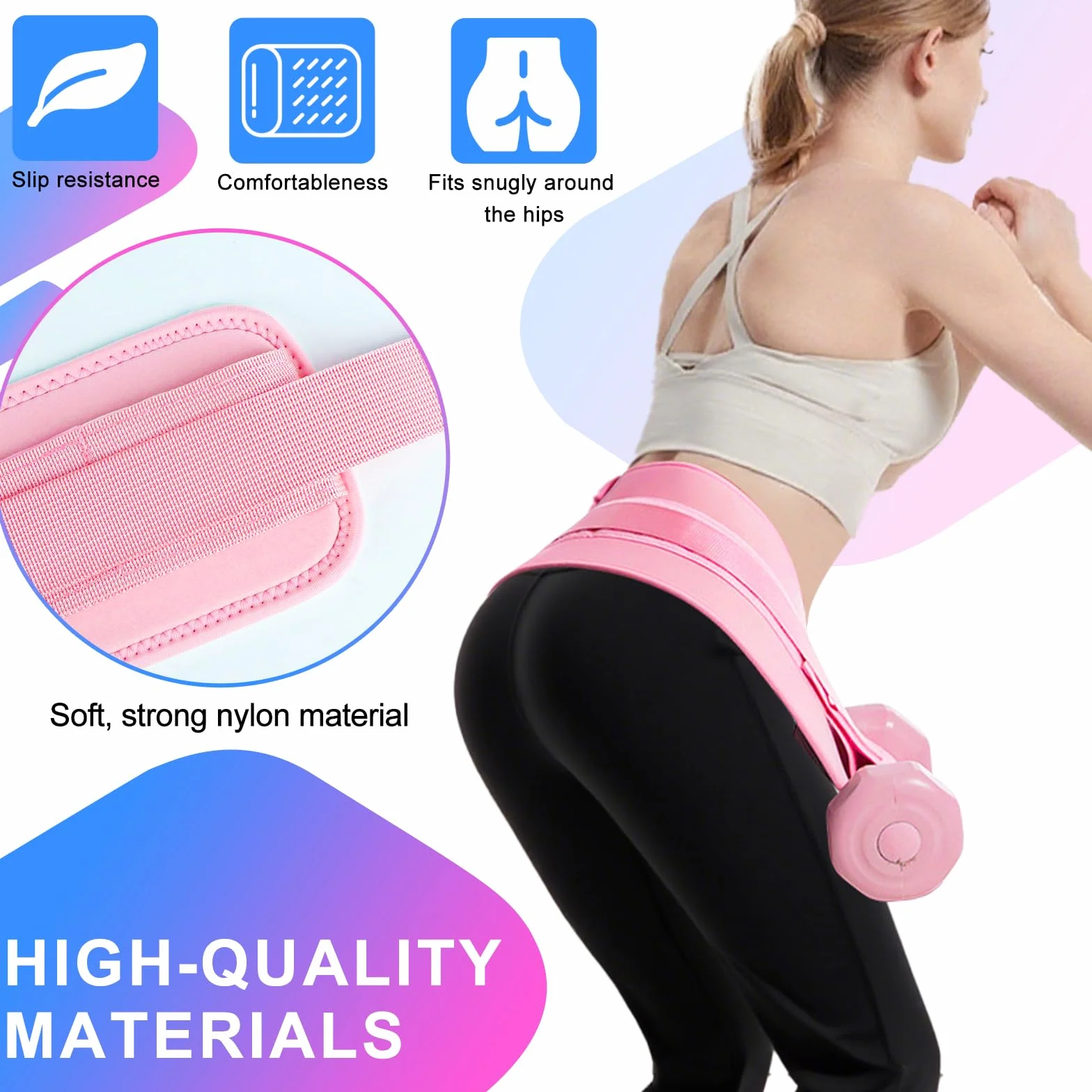 Pas do hip thrust, pas biodrowy do hantli, pas obciążeniowy do dodatkowego ciężaru, regulowany pas do ćwiczeń bioder, mostek pośladkowy, plank, pas obciążeniowy do krótkich hantli i kettlebells