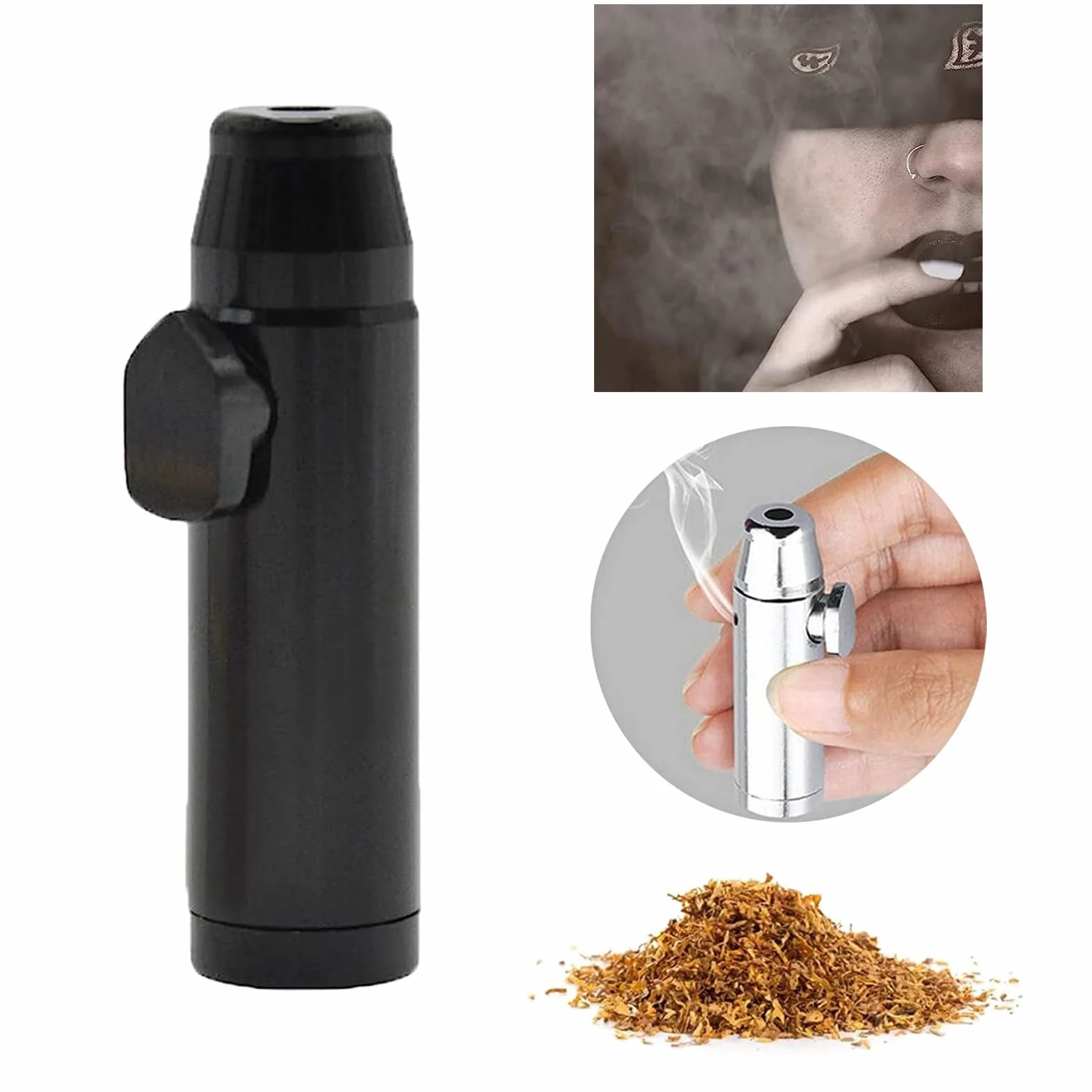 gotyou Sniff Snuff Snuff Sniffer Sniffer dozownik do tabaki, 2 sztuki, dla miłośników tabaki na świeżym powietrzu, w podróży (czarny)