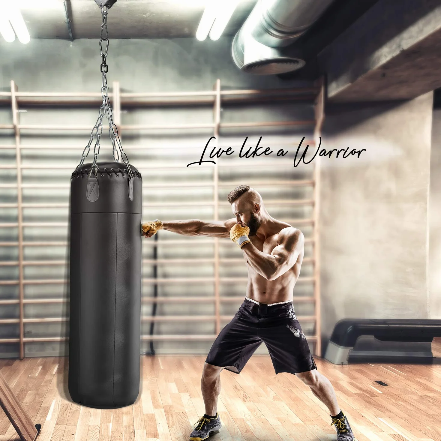 Yes4All Łańcuszek do worka bokserskiego z 4 haczykami, stal nierdzewna, obrót 360°, do 68 kg