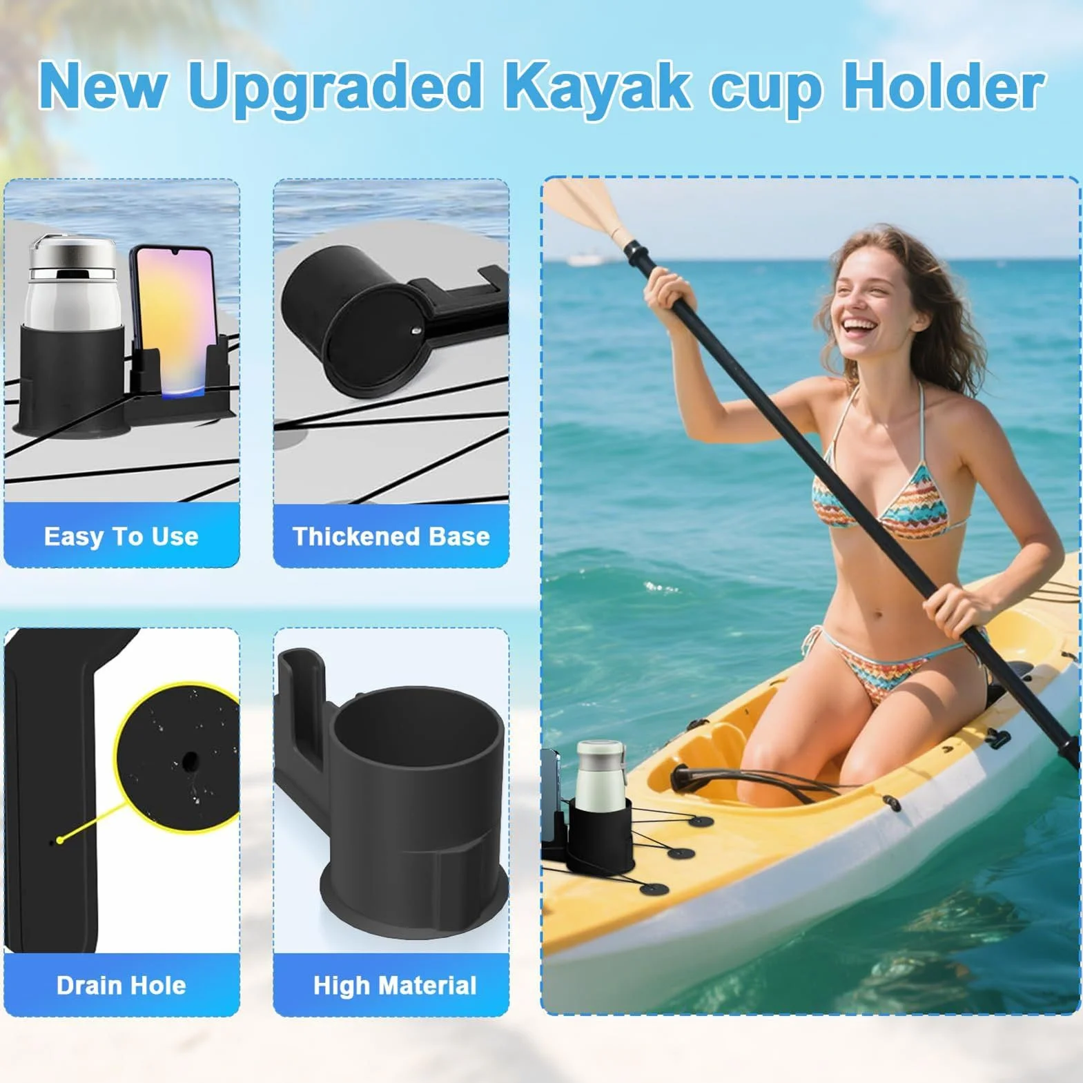 Uchwyt na kubek do paddleboardu, uchwyt na telefon, odporny na zalanie, akcesoria do SUP