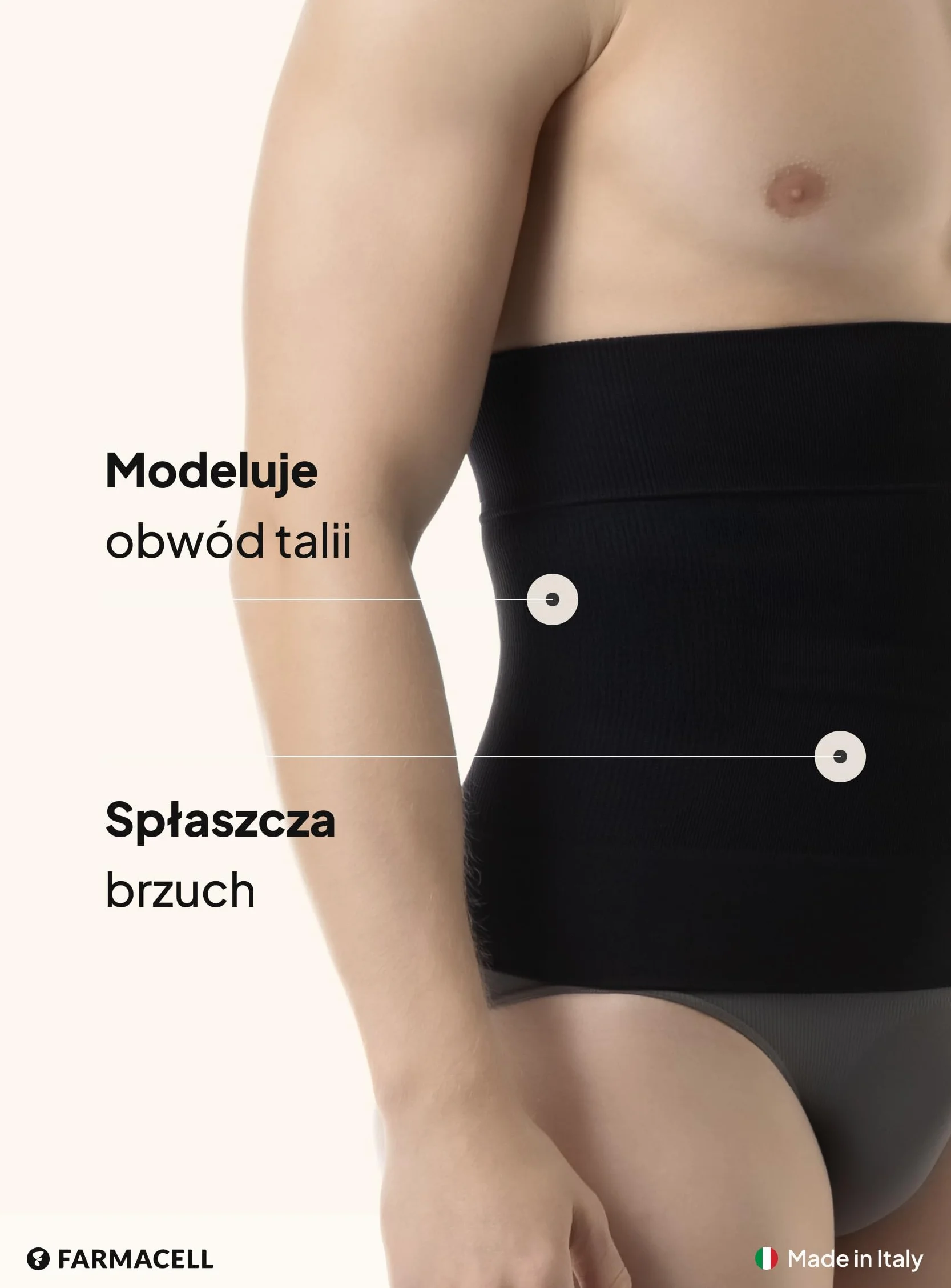 Farmacell Pas Wyszczuplający Na Brzuch dla Mężczyzn, Płaski Brzuch Shaper, Made in Italy