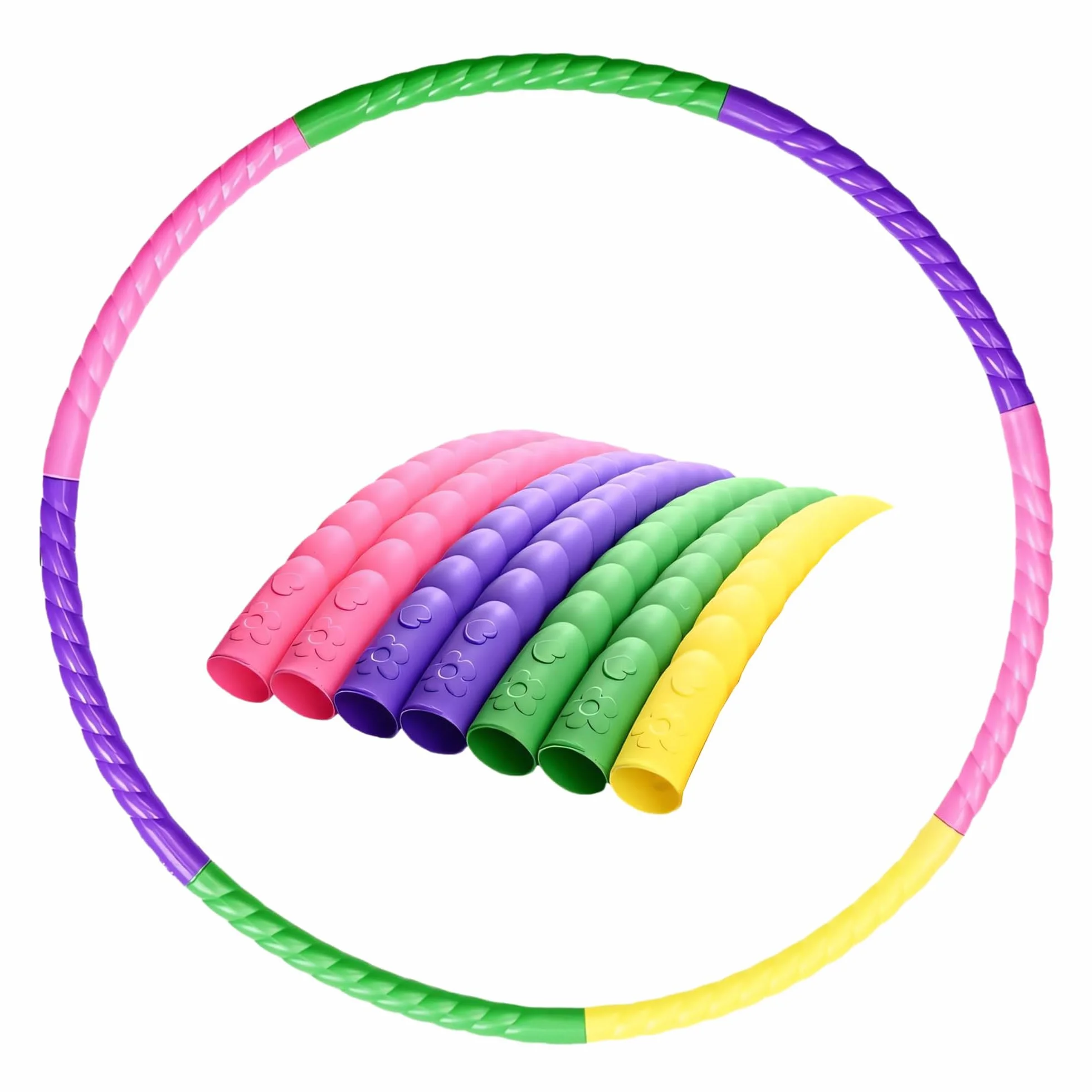 Hula Hoop dla dzieci Hula Hoop składany z tworzywa sztucznego, zdejmowane koło fitness, 7 skrzynek hula-hop do gimnastyki odchudzania, tańca, gier