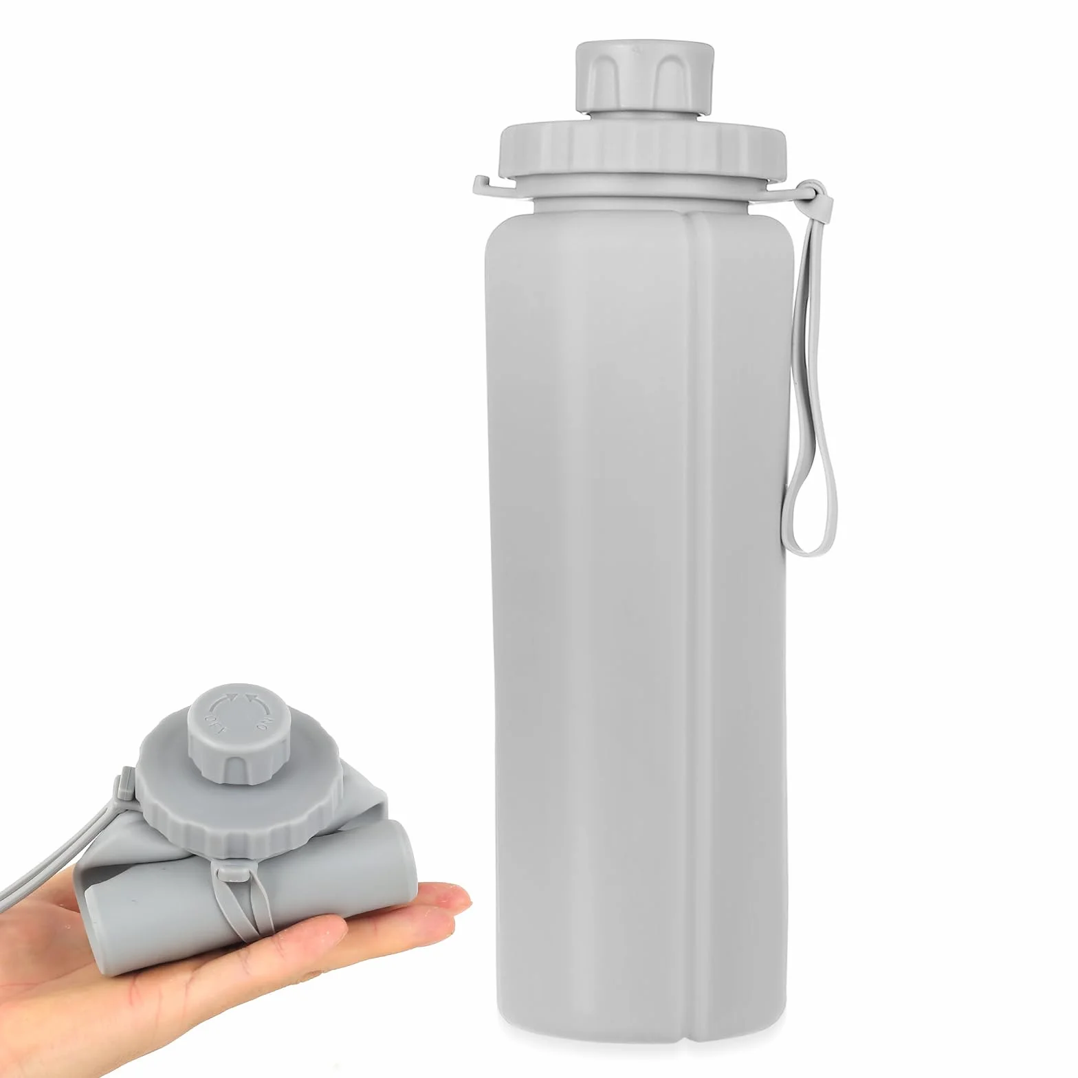 Silikonowa składana butelka na wodę 600 ml przenośna wielokrotnego użytku szczelna sportowa
