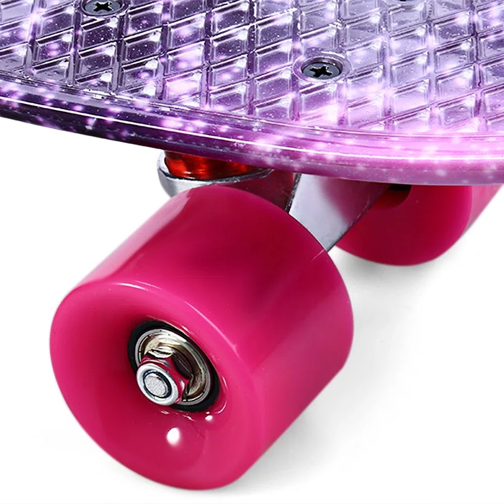 55 cm deskorolka fioletowy gwiaździste niebo wzór retro longboard mini Cruiser kompletny fioletowe koła PU