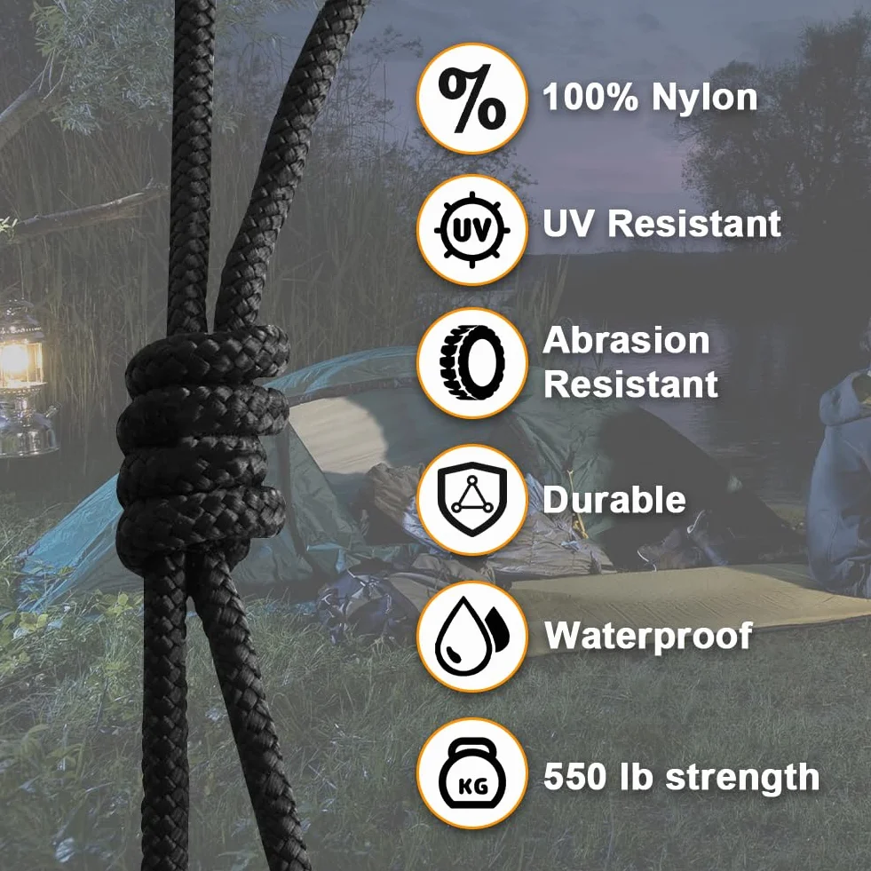 HOTUT Paracord 4 mm 7 nici 15 m typ III linka spadochronowa 250 kg nylonowa survival outdoor