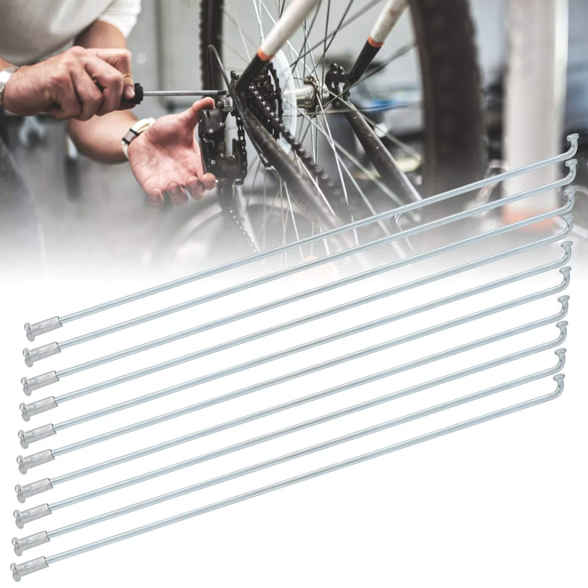 Szprychy rowerowe, 10 sztuk 80-310 mm wytrzymałe szprychy rowerowe ze stali nierdzewnej o grubości 13G 2,2 mm akcesoria rowerowe (310MM)