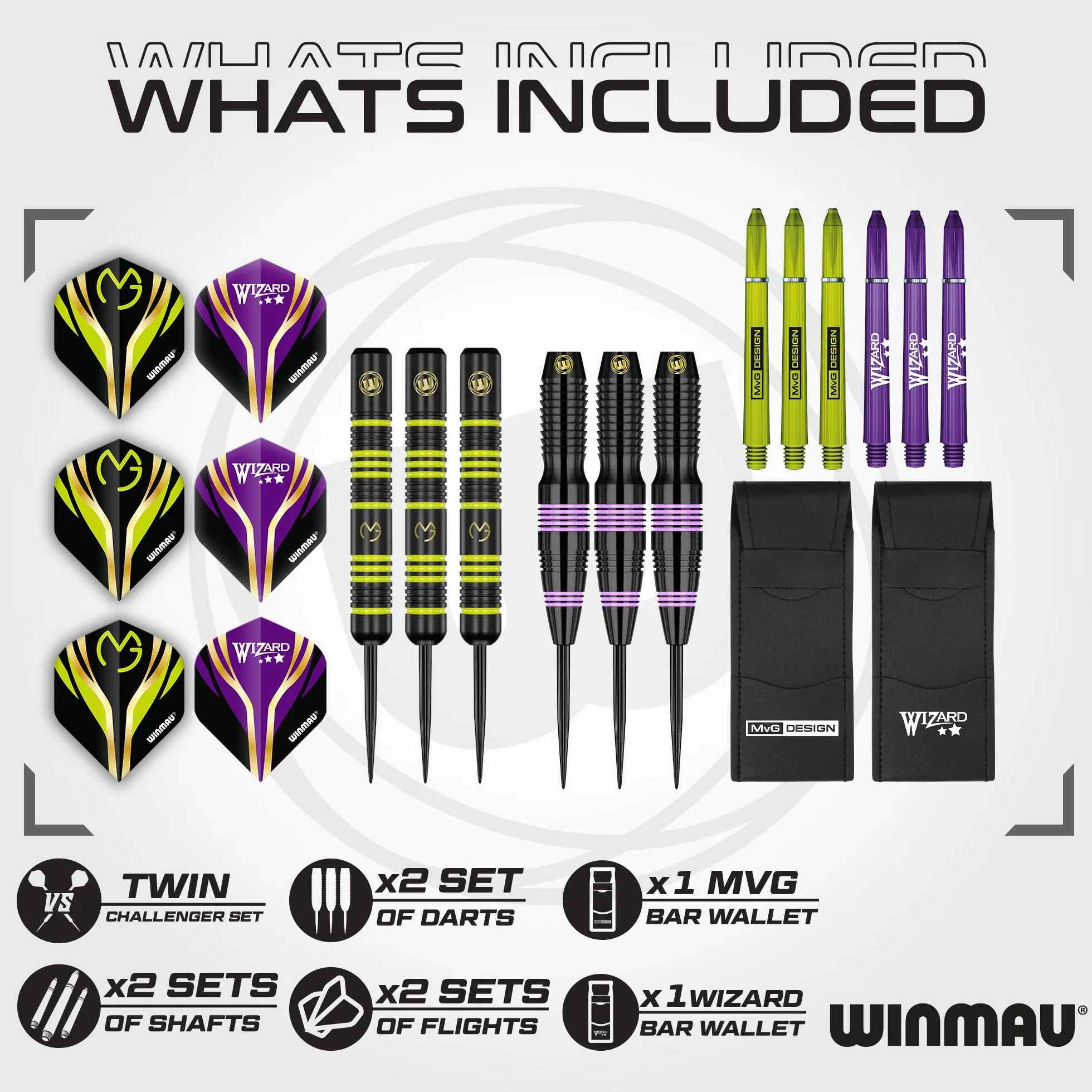 WINMAU Darts Michael Van Gerwen vs Simon Whitlock Zestaw podwójny 22g rzutki mosiężne ze stalowymi końcówkami