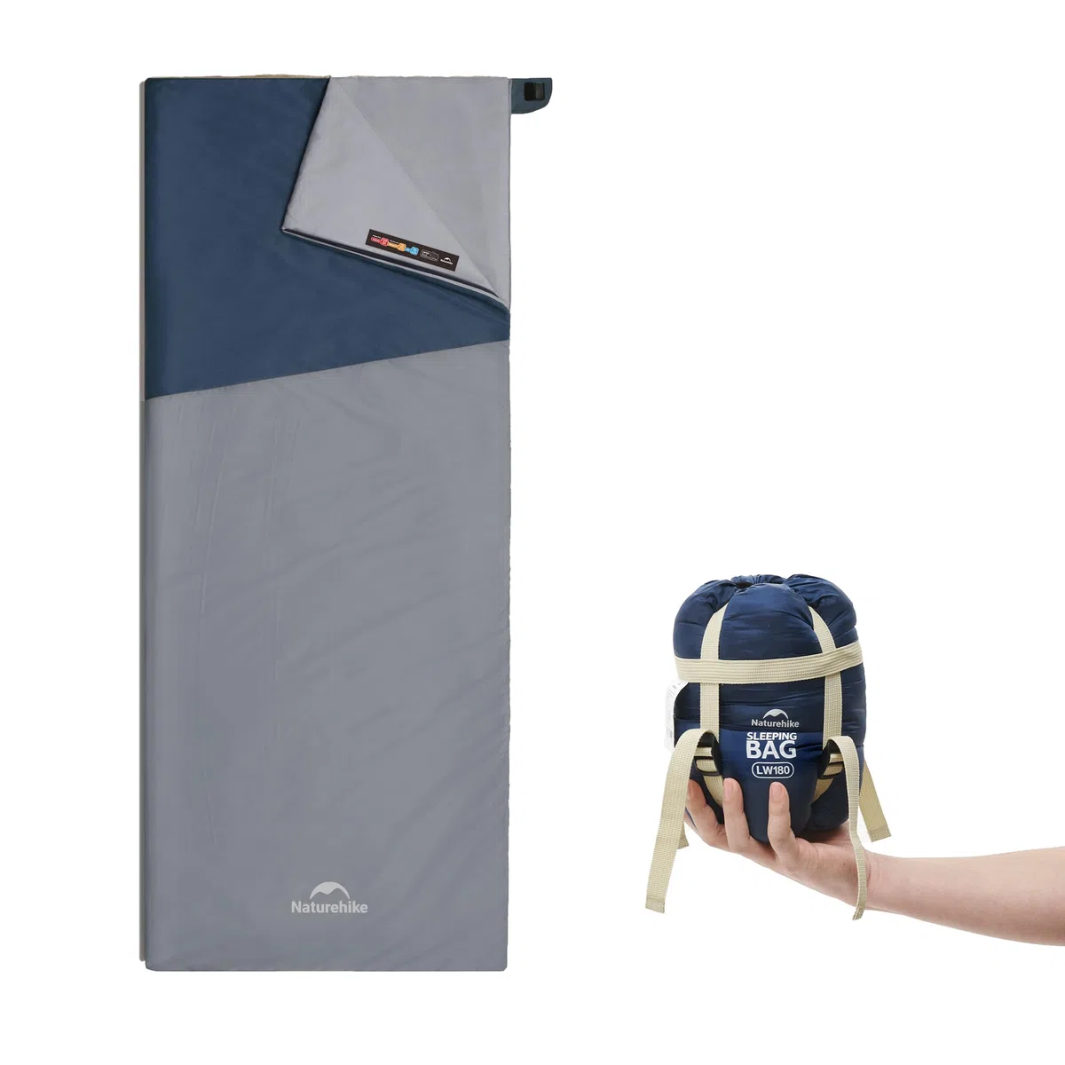 Naturehike Plain 01 Ultralekki wodoodporny letni śpiwór w stylu koca dla dorosłych i dzieci, wzór z kolorowymi blokami (ciemnoniebieski/jasnoniebieski, XL)
