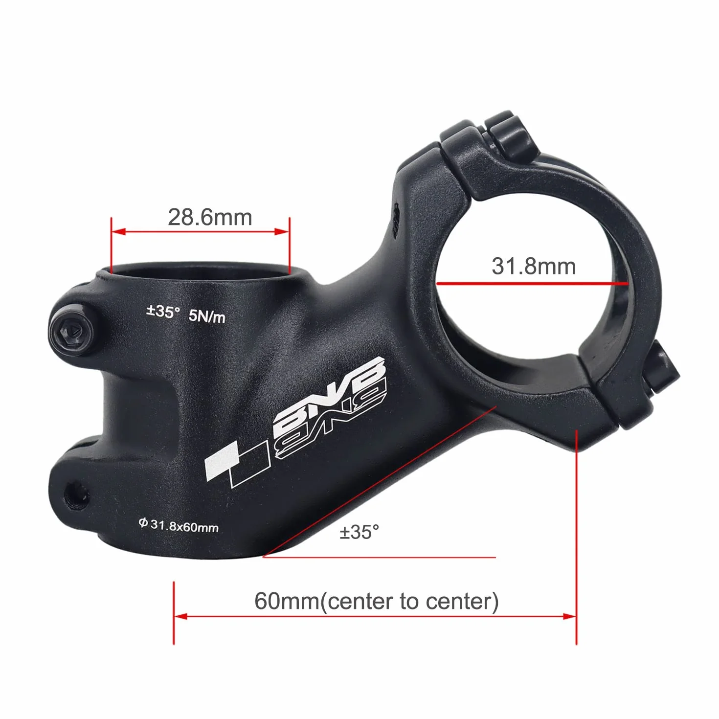 PLATTBK Wspornik kierownicy 31,8 mm, 35 stopni, stop aluminium, do rowerów górskich, wyścigowych, BMX, MTB, jazdy na rowerze (60 mm)