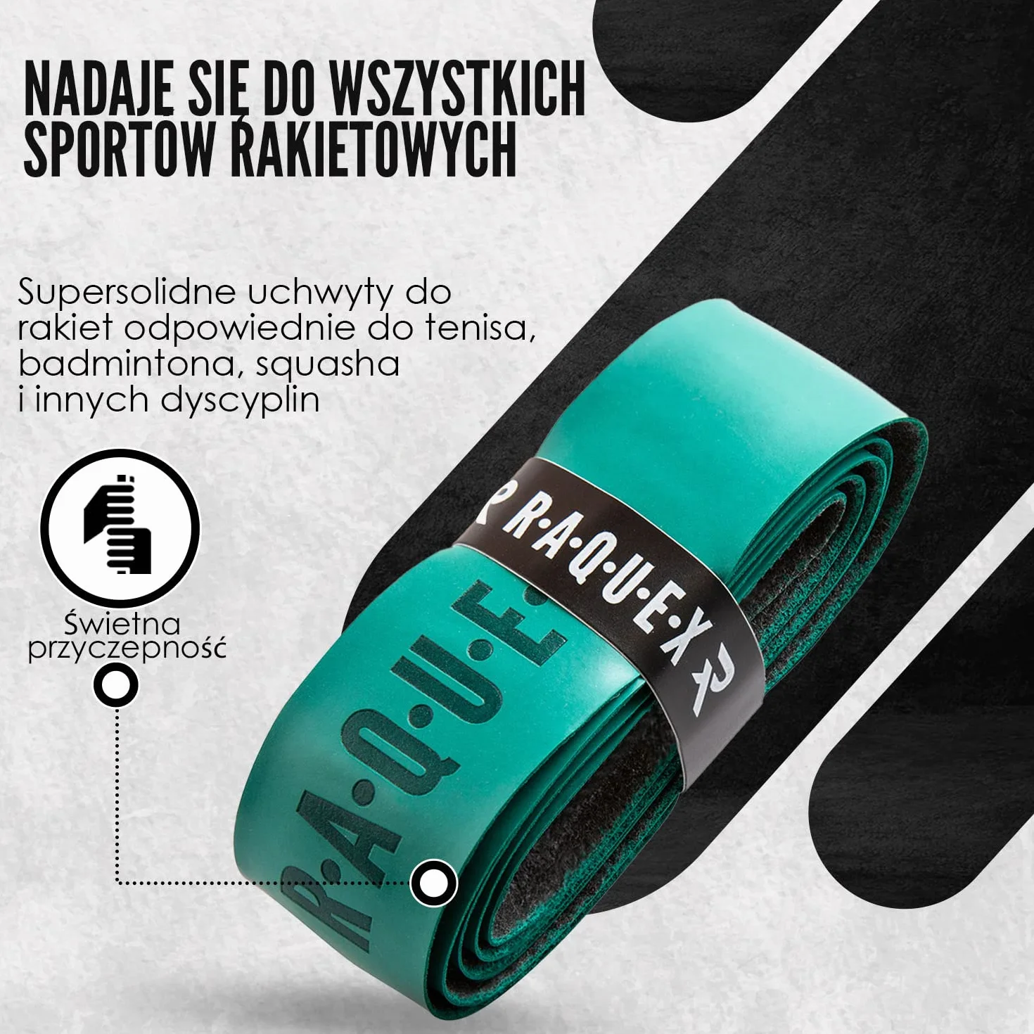 Raquex Zapasowy Uchwyt do Rakiety do Tenisa, Squasha i Badmintona. Samoprzylepna Taśma do Gry w Rakiety, Dostępna w 13 Kolorach