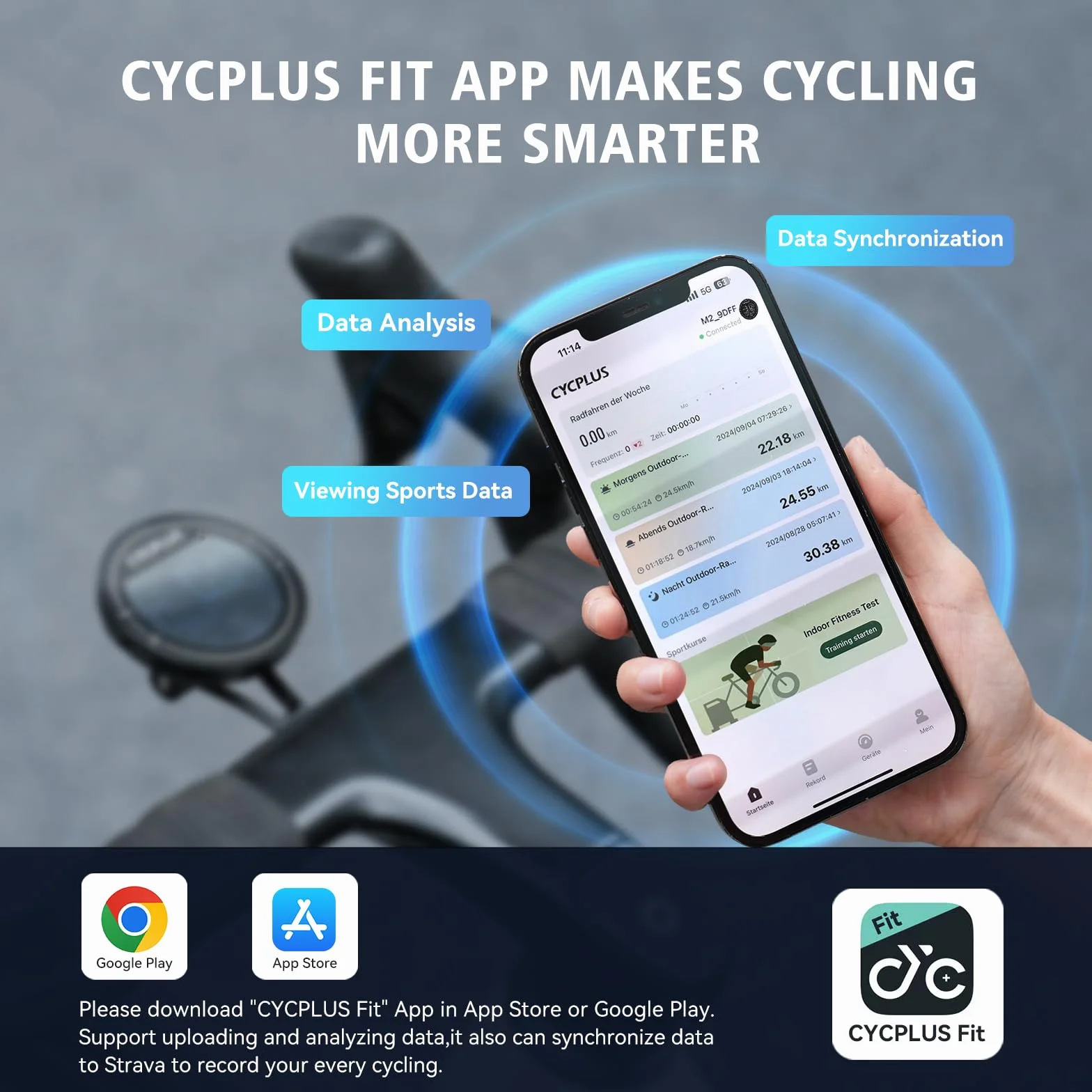 CYCPLUS Bezprzewodowy komputer rowerowy, GPS, bezprzewodowy prędkościomierz rowerowy, wodoszczelny, IPX6, ANT+, bezprzewodowy komputer rowerowy do rowerów szosowych, Bluetooth 5.0 i licznika