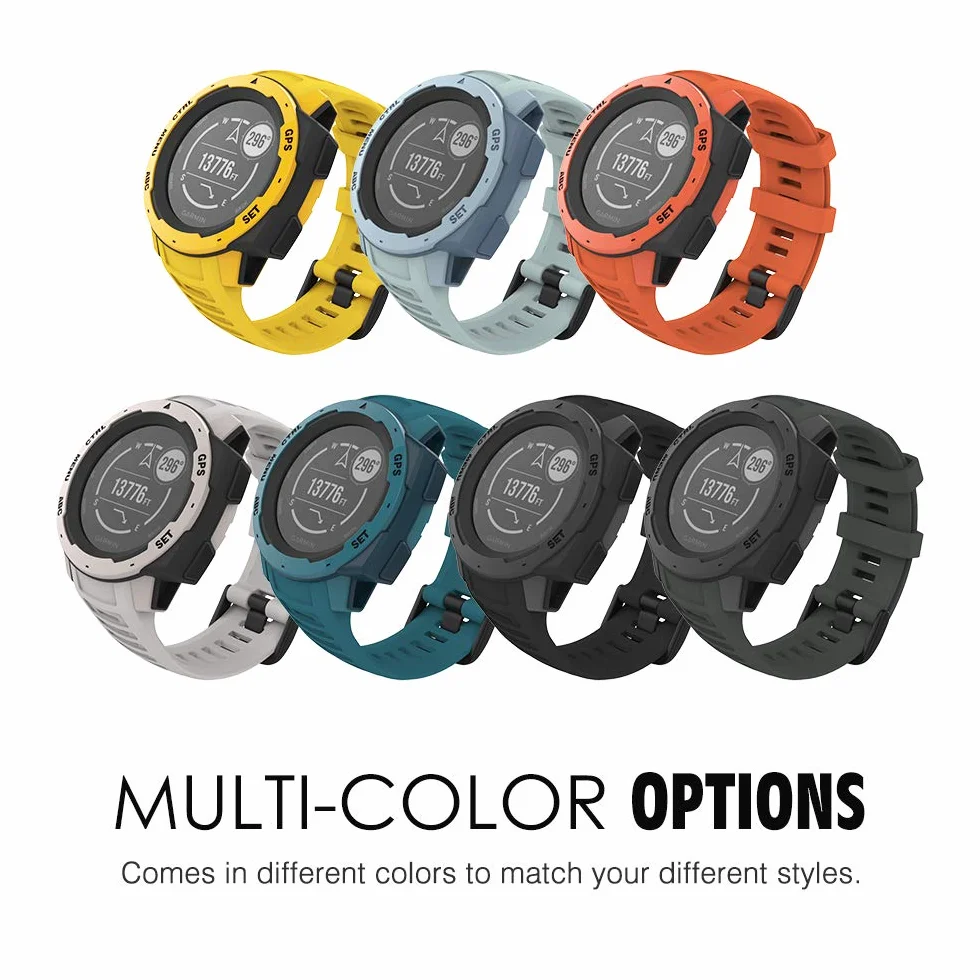MoKo Strap Compatible with Garmin Instinct/Instinct Solar/Tactical/Instinct 2 GPS Smartwatch, 22mm Soft Silicone Sport Replacement Watch Band Wristband