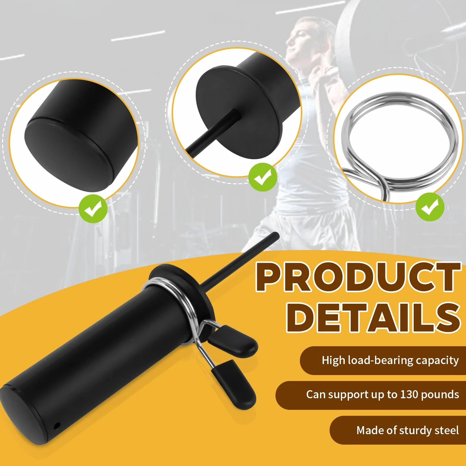 Gym Pin Extender z 1 klipsem sprężynowym Gympin Weight Stack, pin do dodatkowej wagi, średnica 8 mm, długość 110 mm do dodatkowego ciężaru do układania w stos ciężarków, zamiennik ciężaru do
