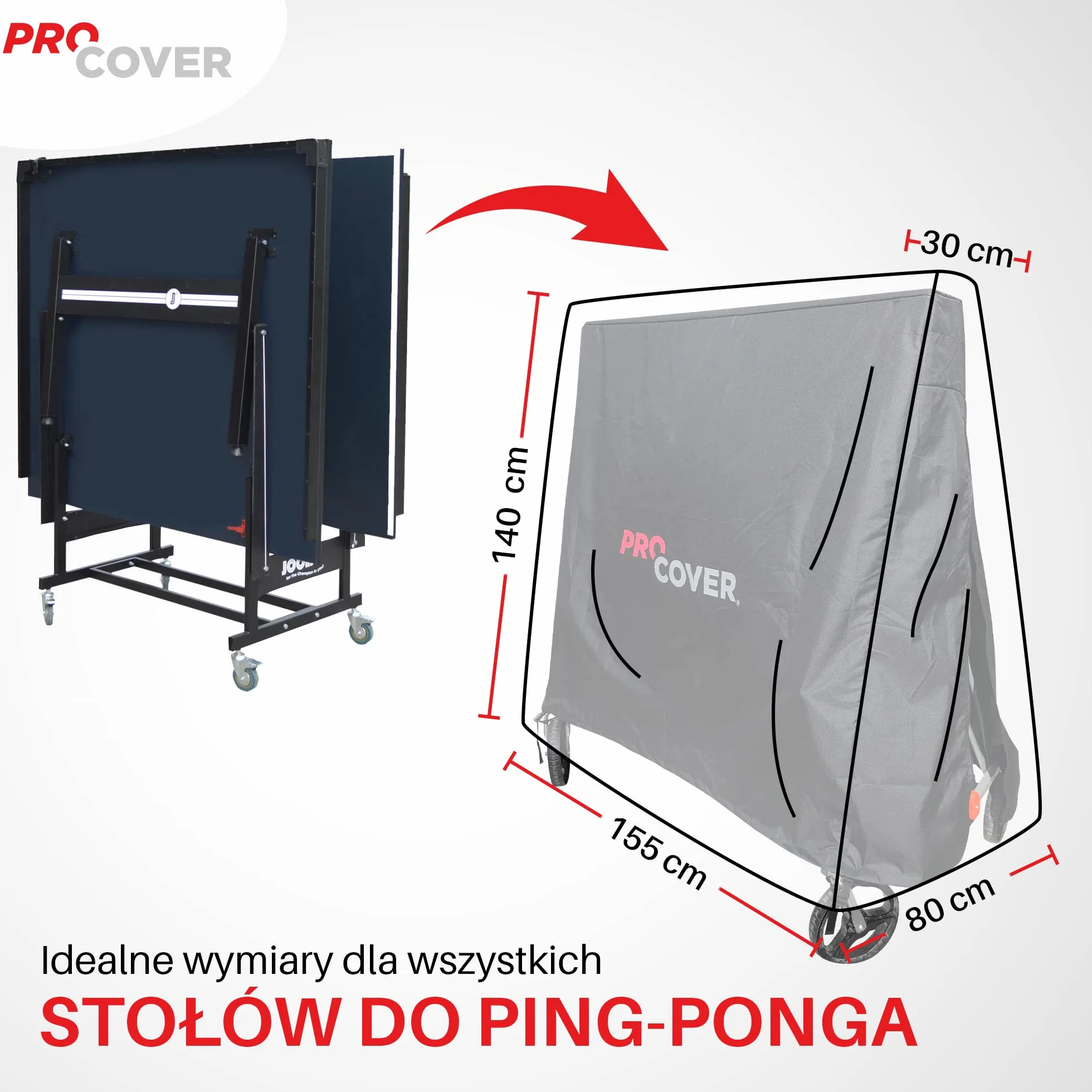 Torba do tenisa stołowego. Profesjonalna jakość. Ultra odporny i wodoodporny. Uniwersalny pokrowiec na stół do ping ponga