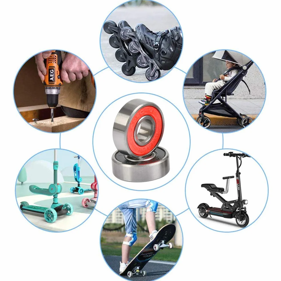 TIMESETL Łożyska kulkowe 608RS ABEC-9, 20 sztuk, odporne na tarcie, metalowe, podwójnie ekranowane, miniaturowe, rowkowane, łożyska kulkowe do deskorolek, skuterów, rolek