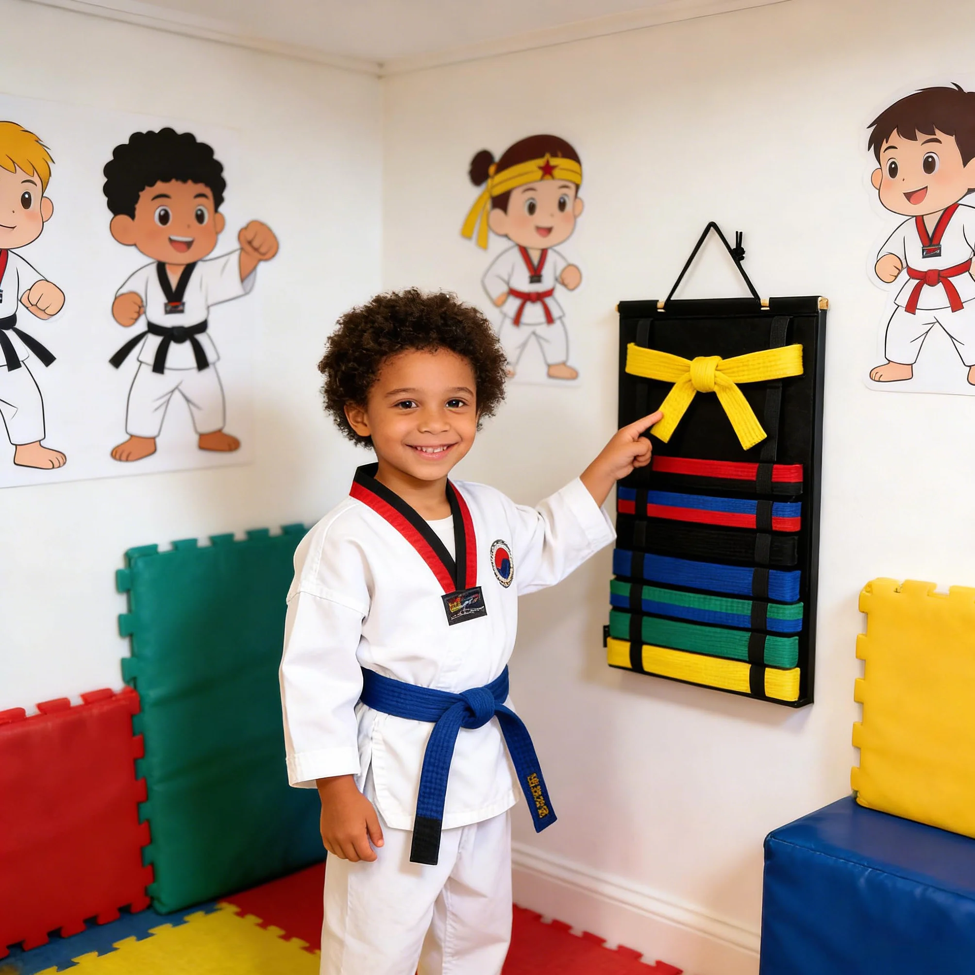 12 Paski Wyświetlacz Pasa Sztuk Walki, Sprzęt Dla Trenerów Taekwondo, Wieszak Na Pasek Do Sztuk Walki, Świetny Prezent Dla Studentów i Entuzjastów Taekwondo Trenerów (Czarny, Bez Pasków)