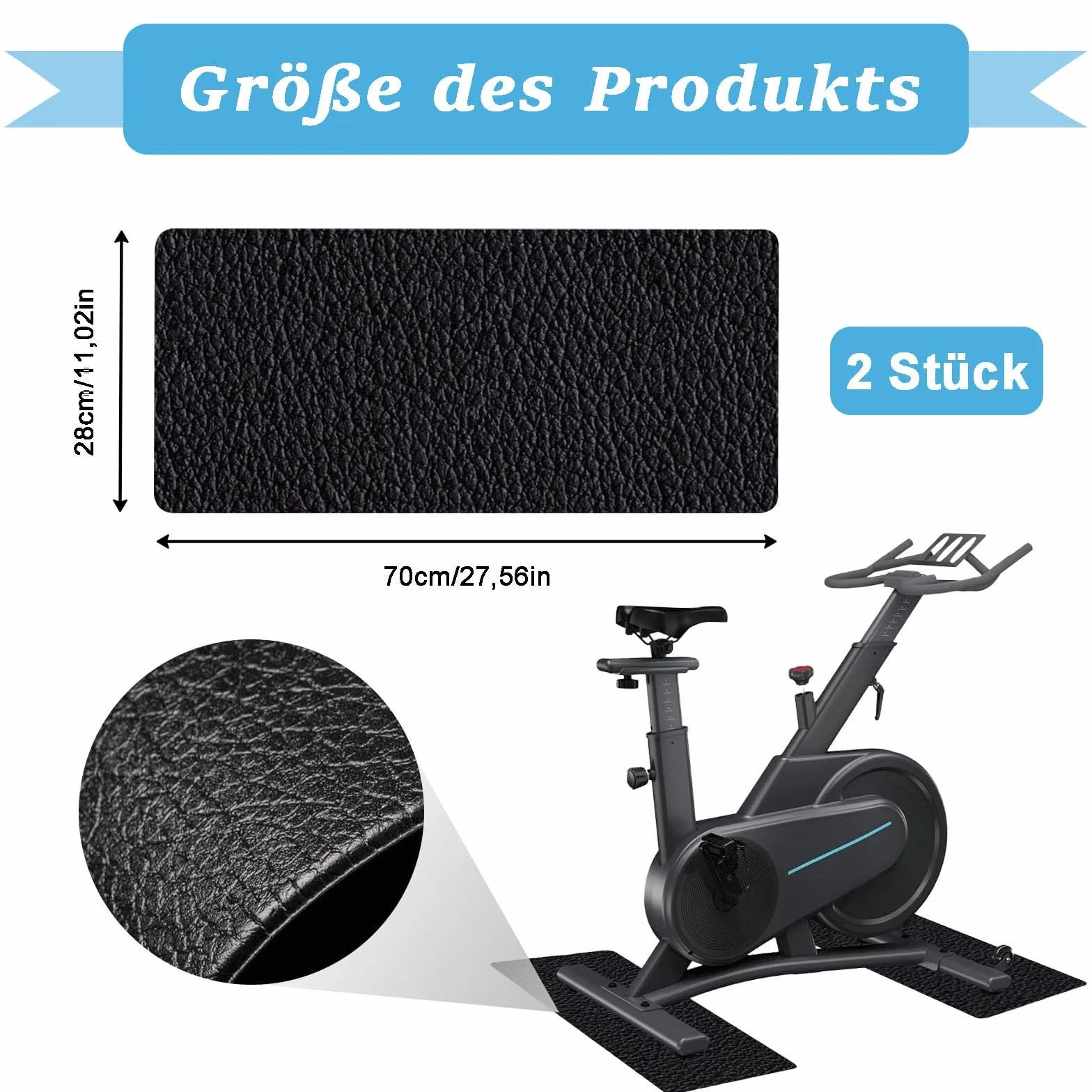 Mata ochronna podłogowa do sprzętu fitness 2 sztuki 28 x 70 cm grubość 6 mm czarna