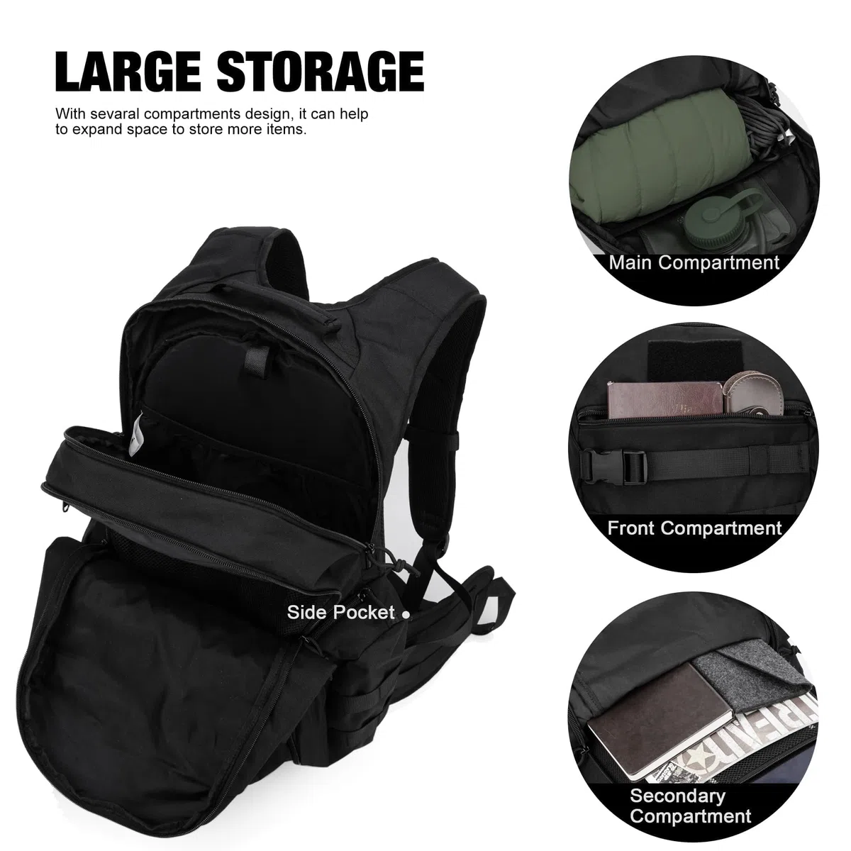 Mardingtop Unisex Plecak Turystyczny Trekkingowy dla Dorosłych, Czarny, 35 l