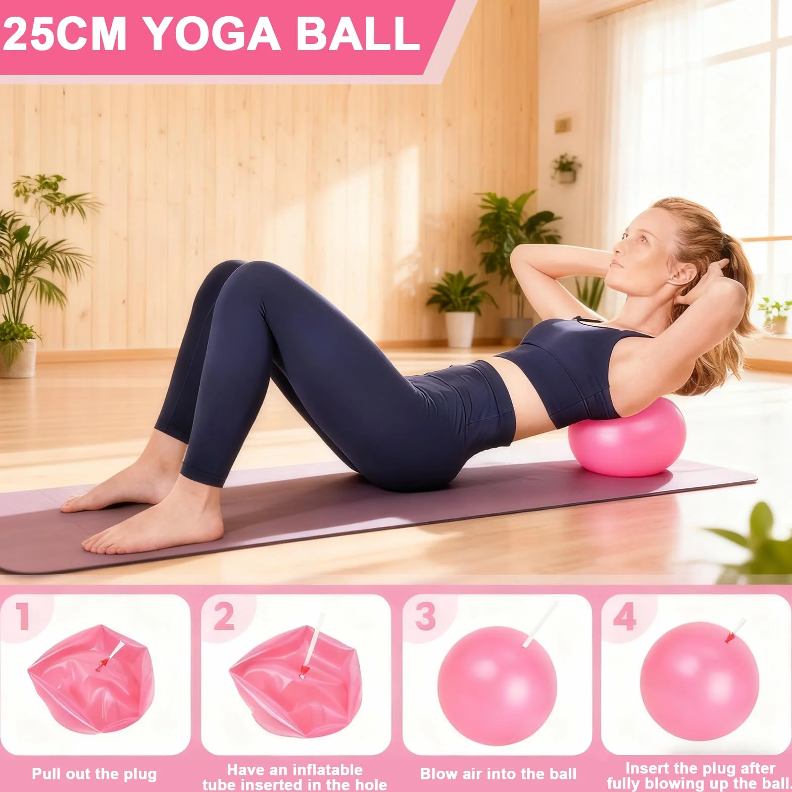 Zestaw do pilatesu 13-częściowy z piłką i taśmami oporowymi antypoślizgowy