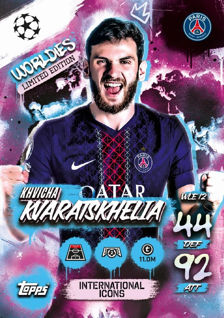 Topps UCC Match Attax 2025/26 Mini Pudełko Międzynarodowe Ikony 28 kart Star Boy LE Worldies LE